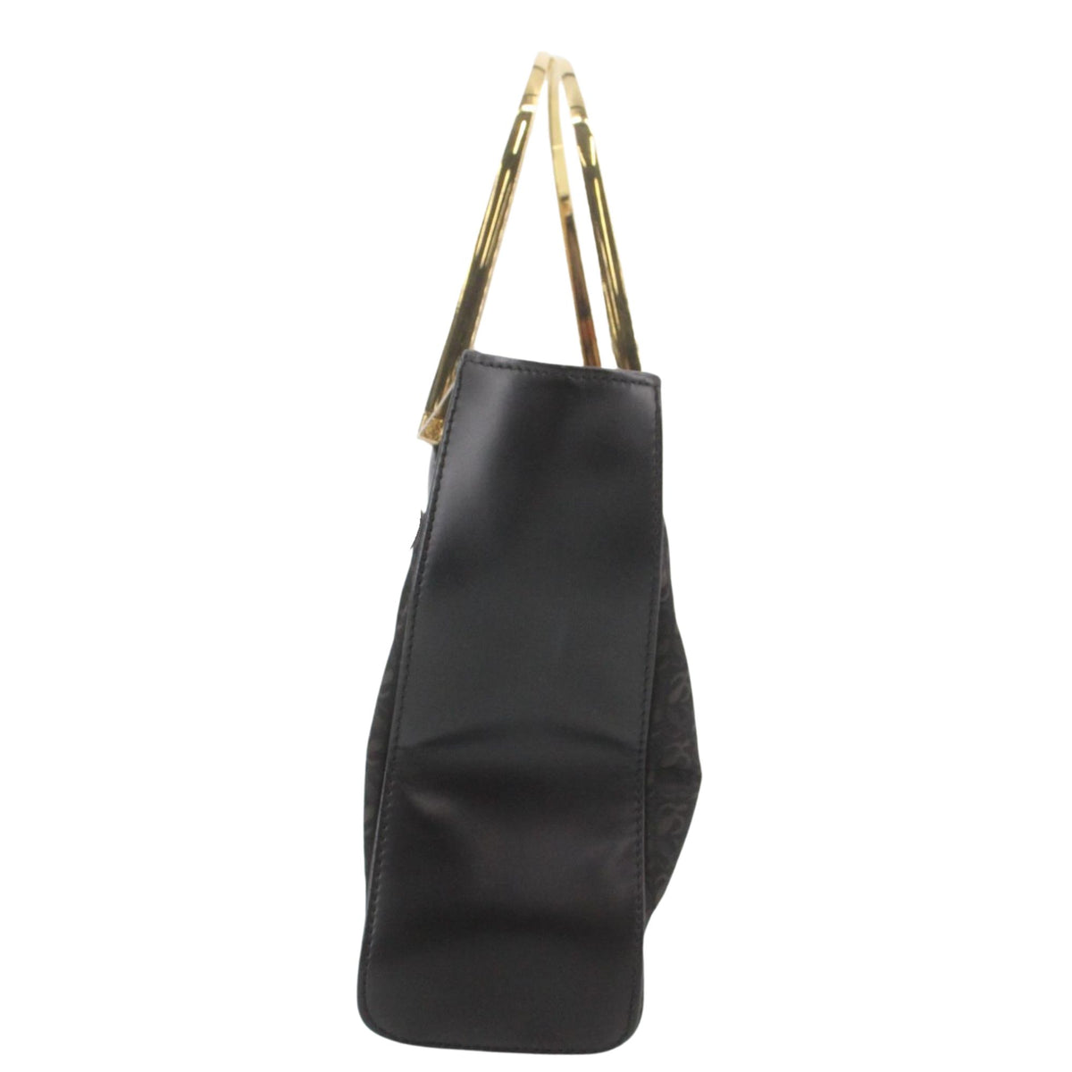 Loewe Madrid – Bolso vintage negro con monograma Anagrama y asas rígidas doradas