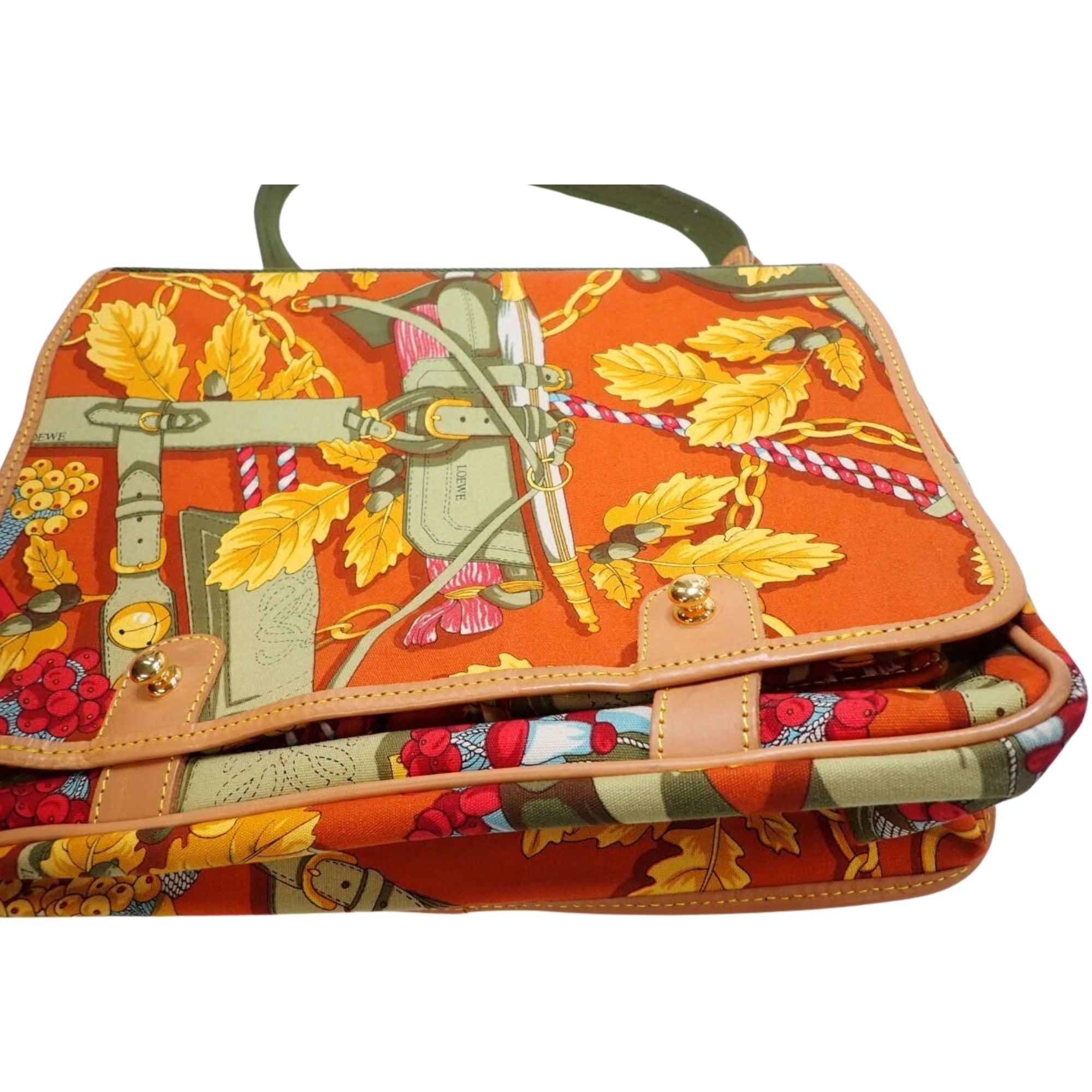 Bolso Loewe Vintage Estampado Multicolor con Detalles en Piel
