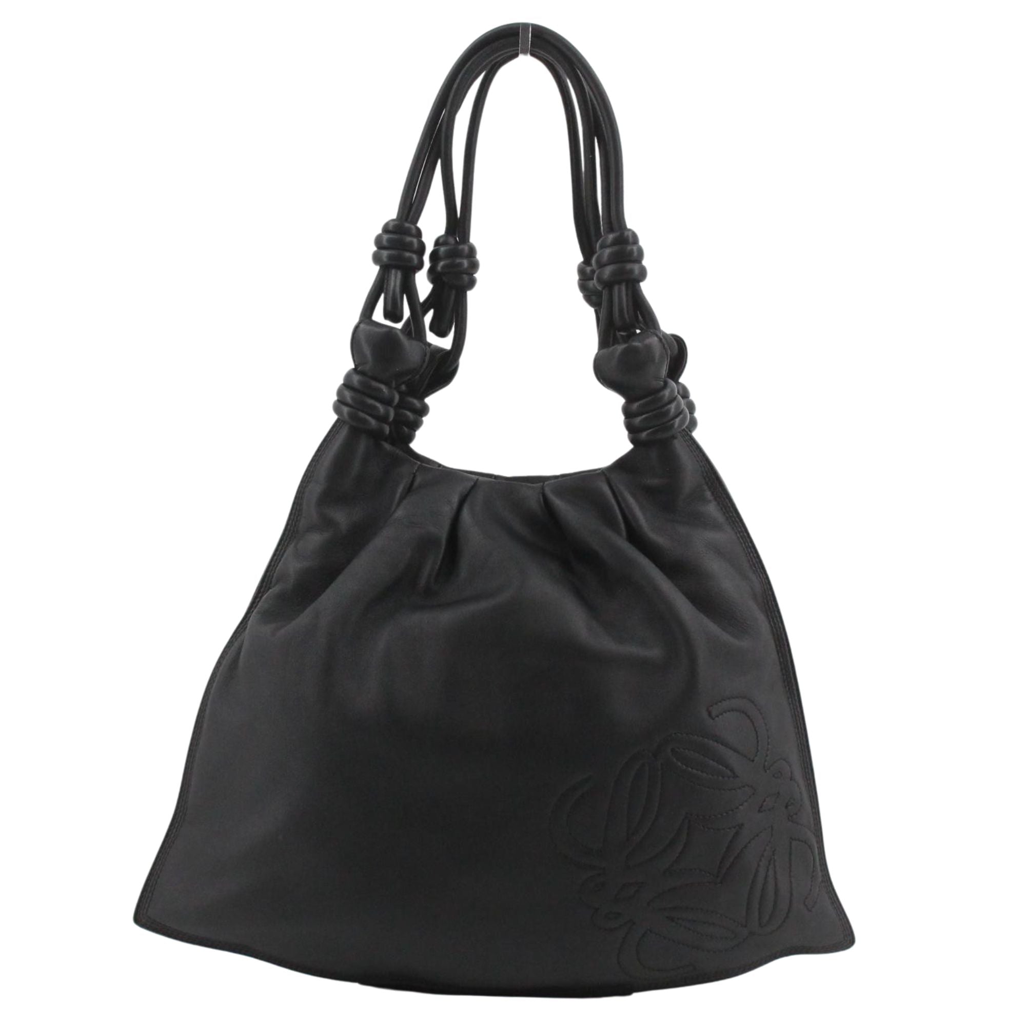 Bolso Loewe Flamenco Knot Tote Negro en Piel