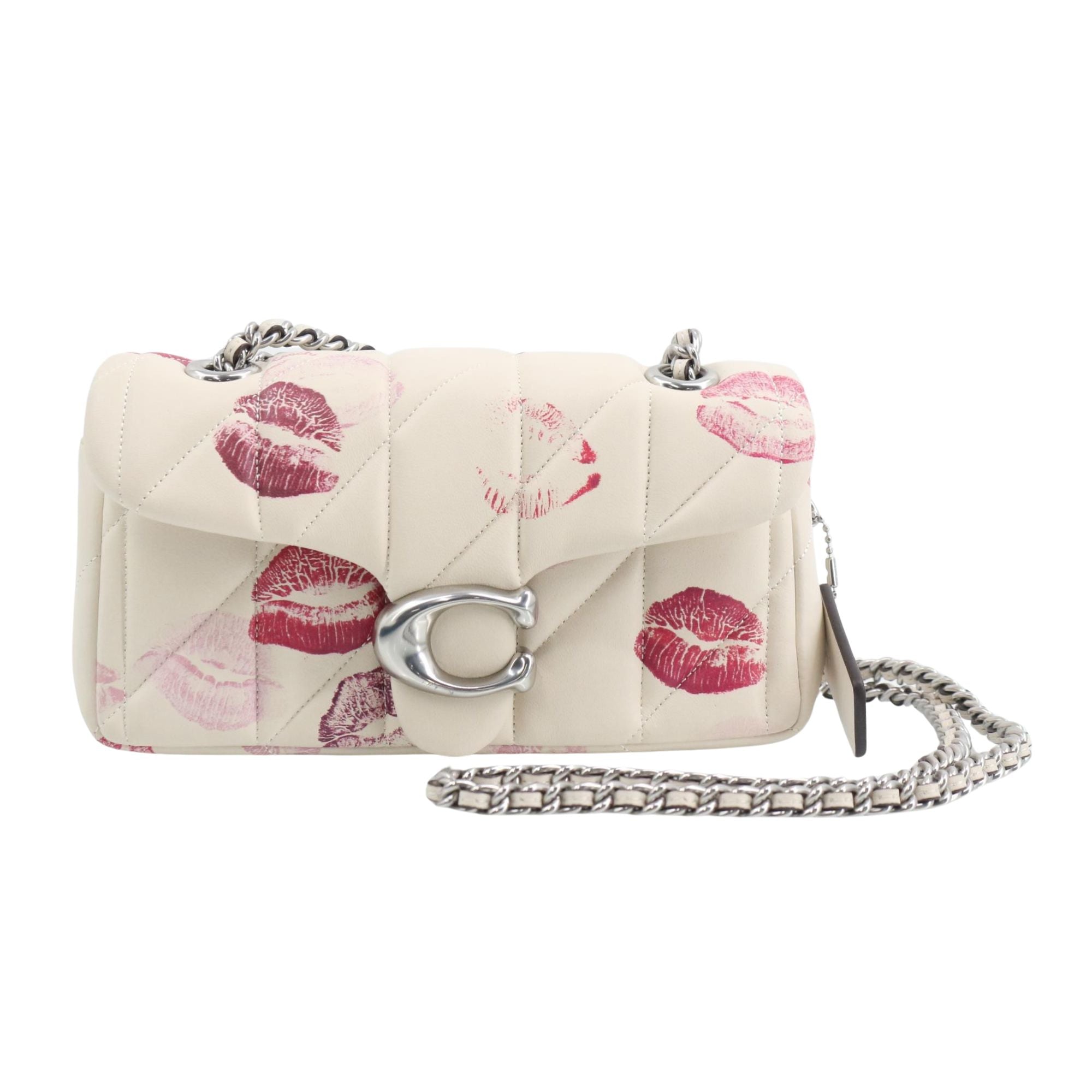 Coach Pillow Tabby 20 Kiss Print en Piel Acolchada Marfil