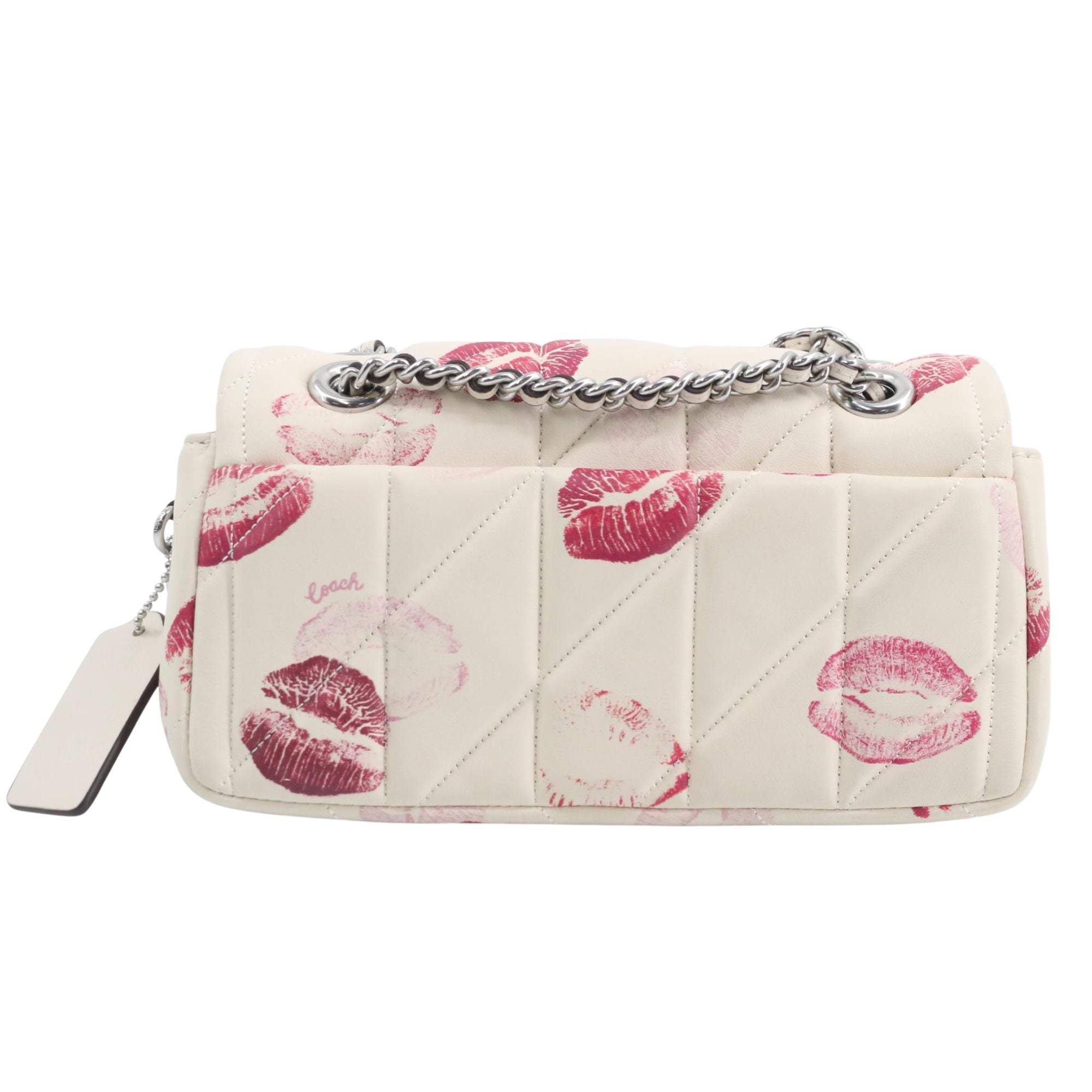 Coach Pillow Tabby 20 Kiss Print en Piel Acolchada Marfil