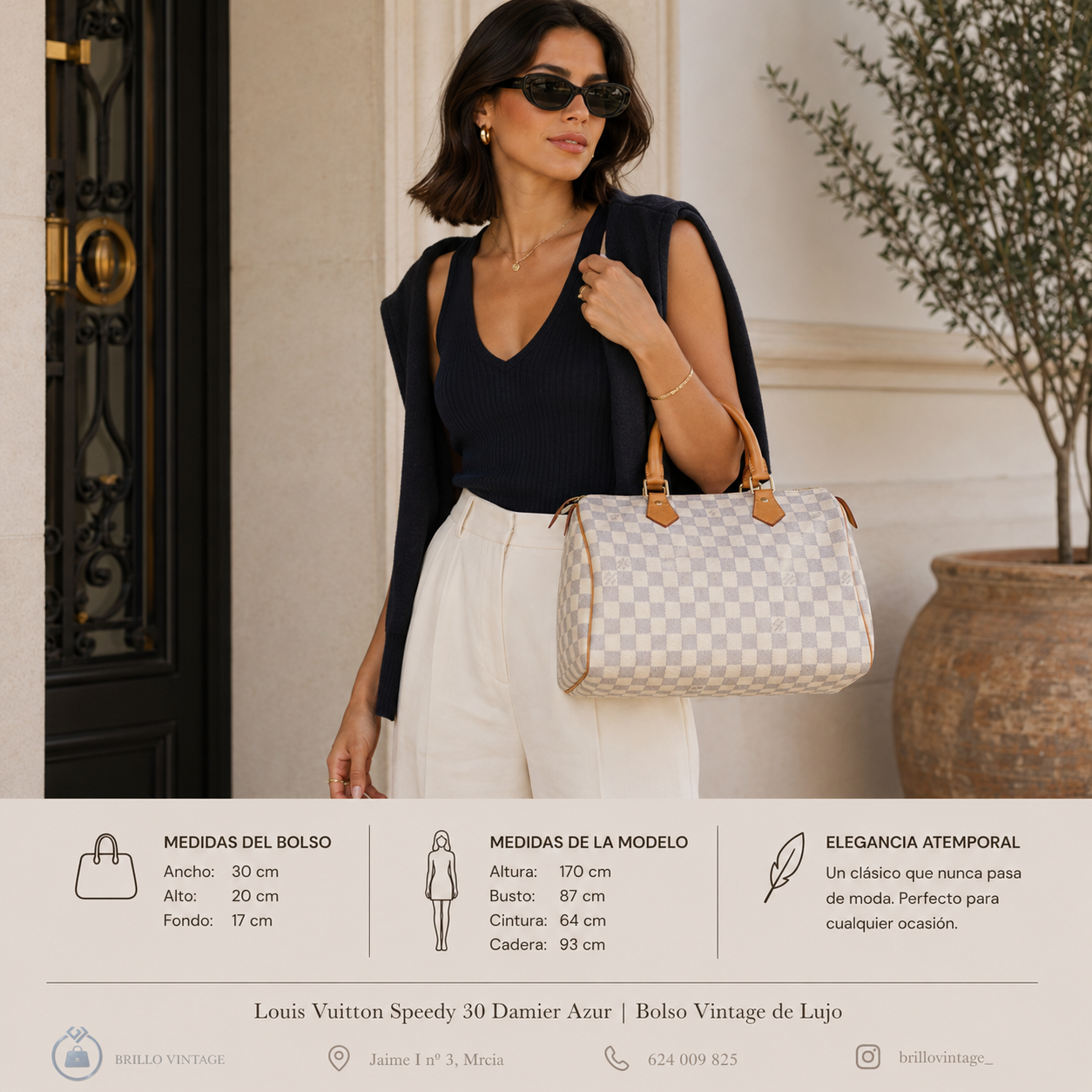 Louis Vuitton Speedy 30 Damier Azur | Bolso Vintage de Lujo