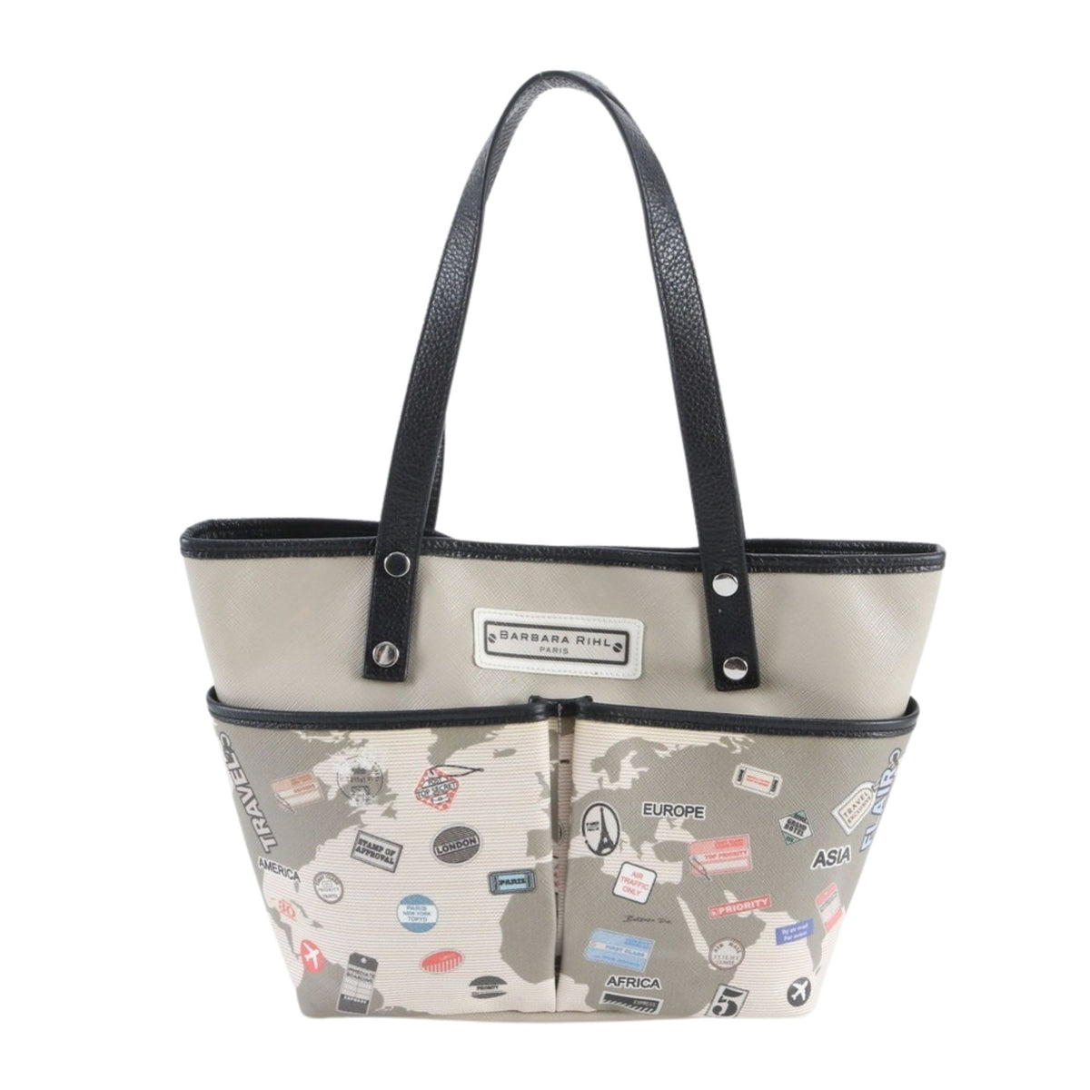 Barbara Rihl Paris Travel Tote Bag Estampado Mapamundi