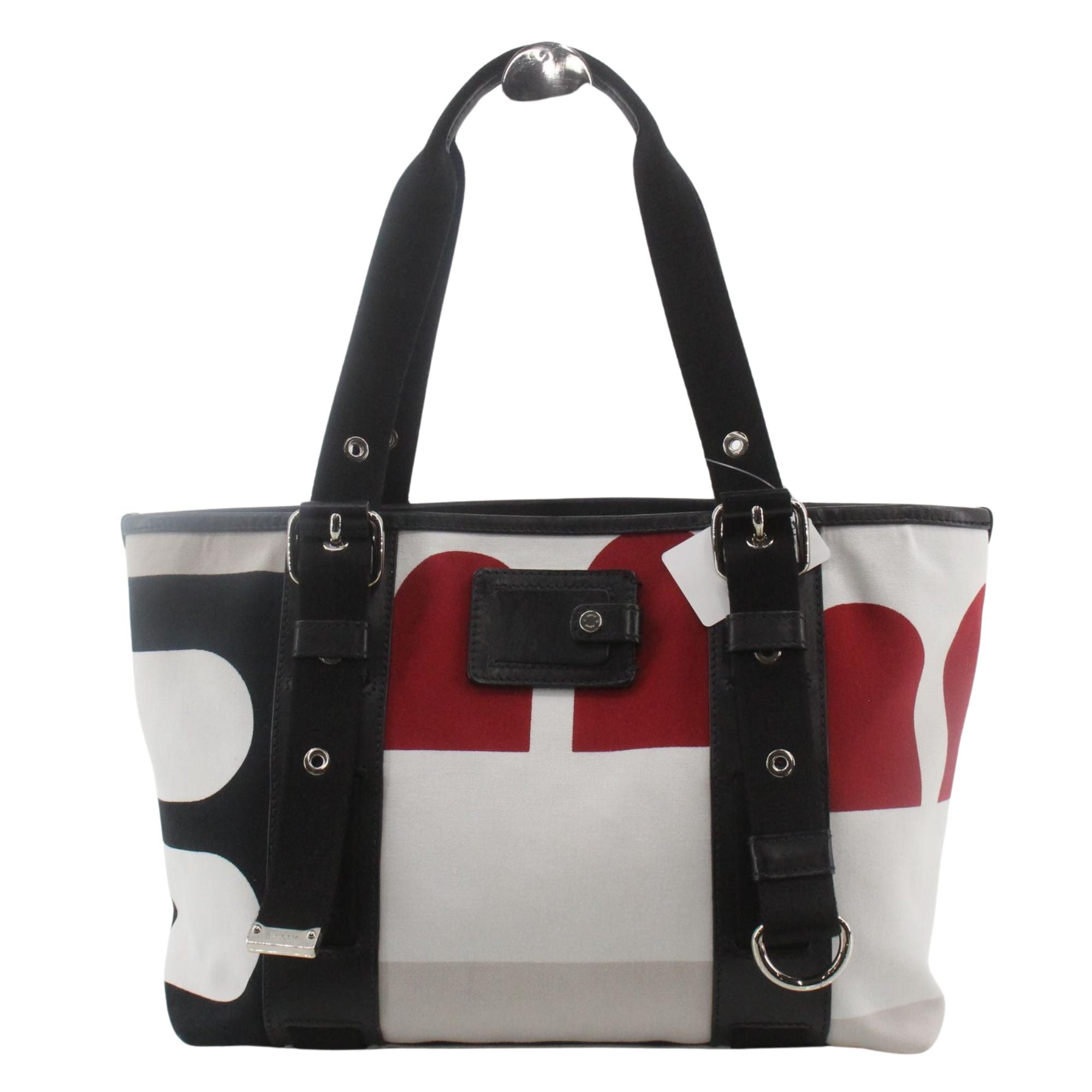 Bolso Bally Tote Multicolor Blanco, Negro y Rojo – Vintage