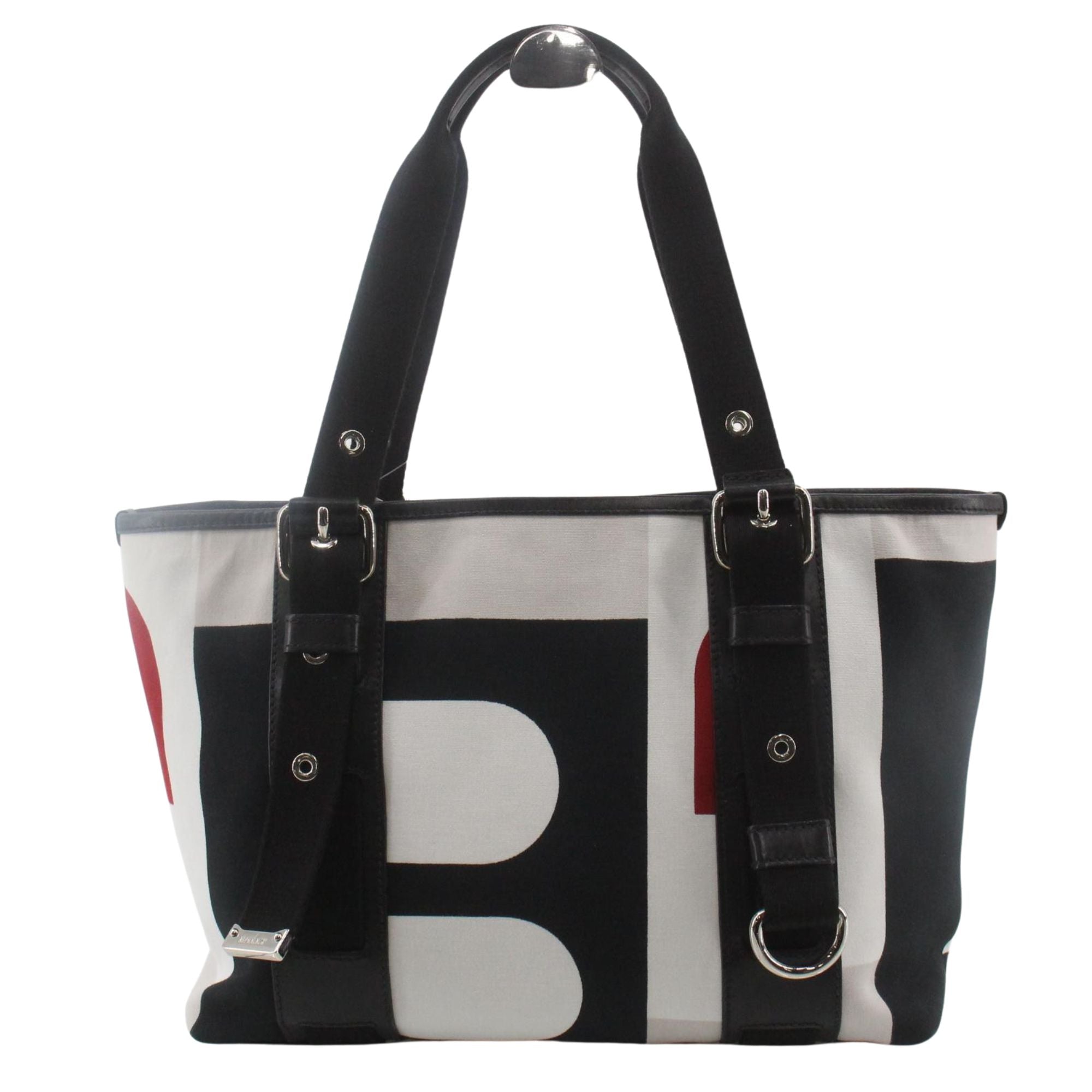 Bolso Bally Tote Multicolor Blanco, Negro y Rojo – Vintage