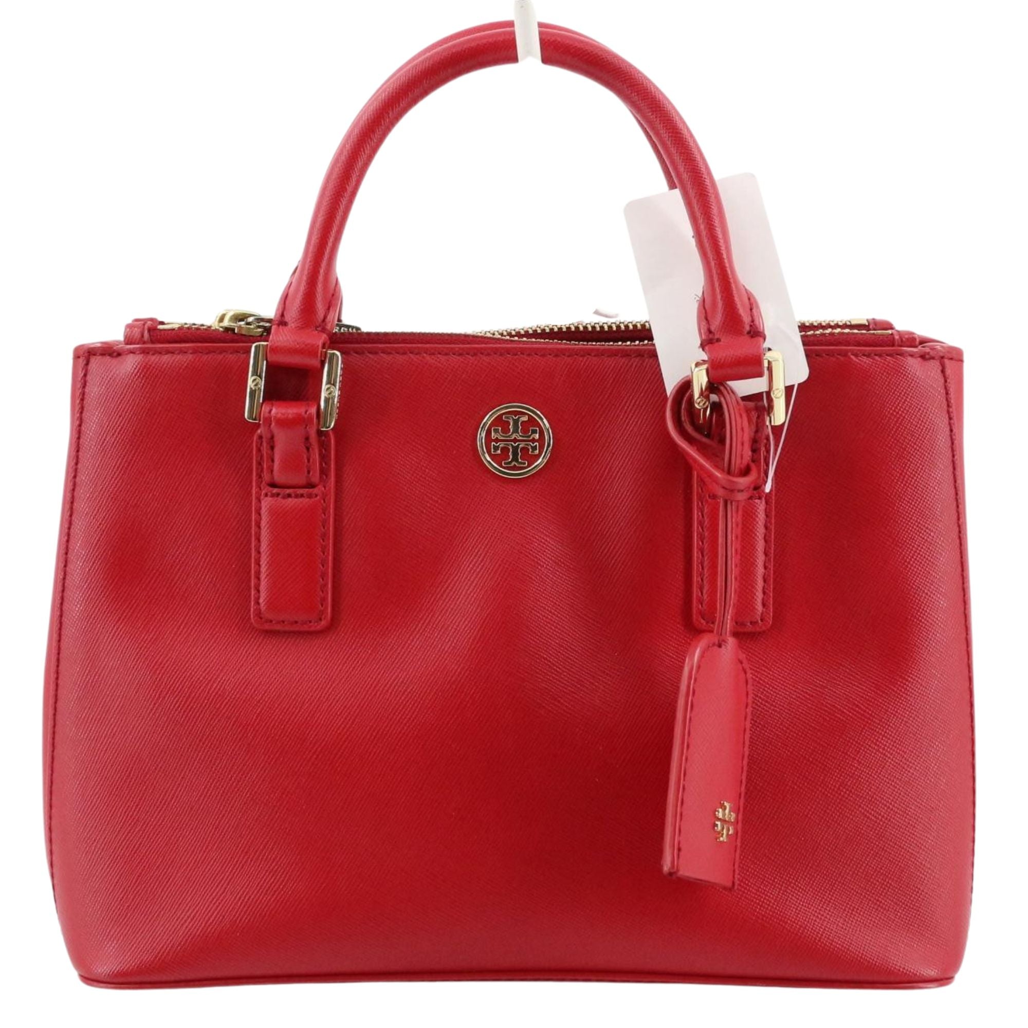 Tory Burch Bolso de Mano Tote Rojo de Piel Saffiano con Herrajes Dorados