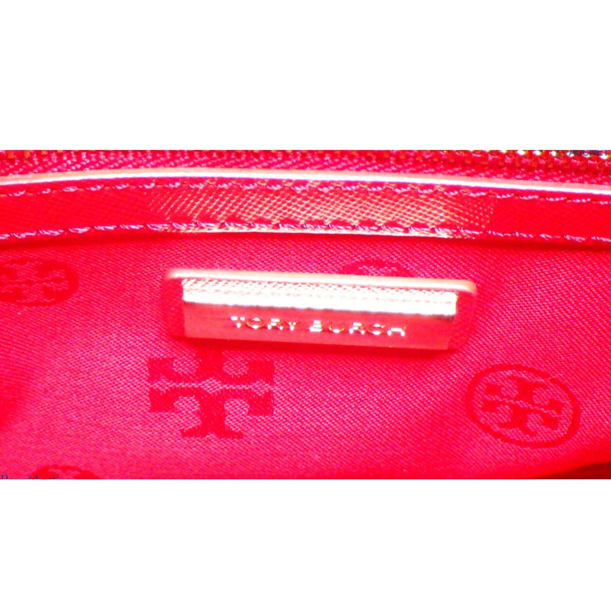 Tory Burch Bolso de Mano Tote Rojo de Piel Saffiano con Herrajes Dorados