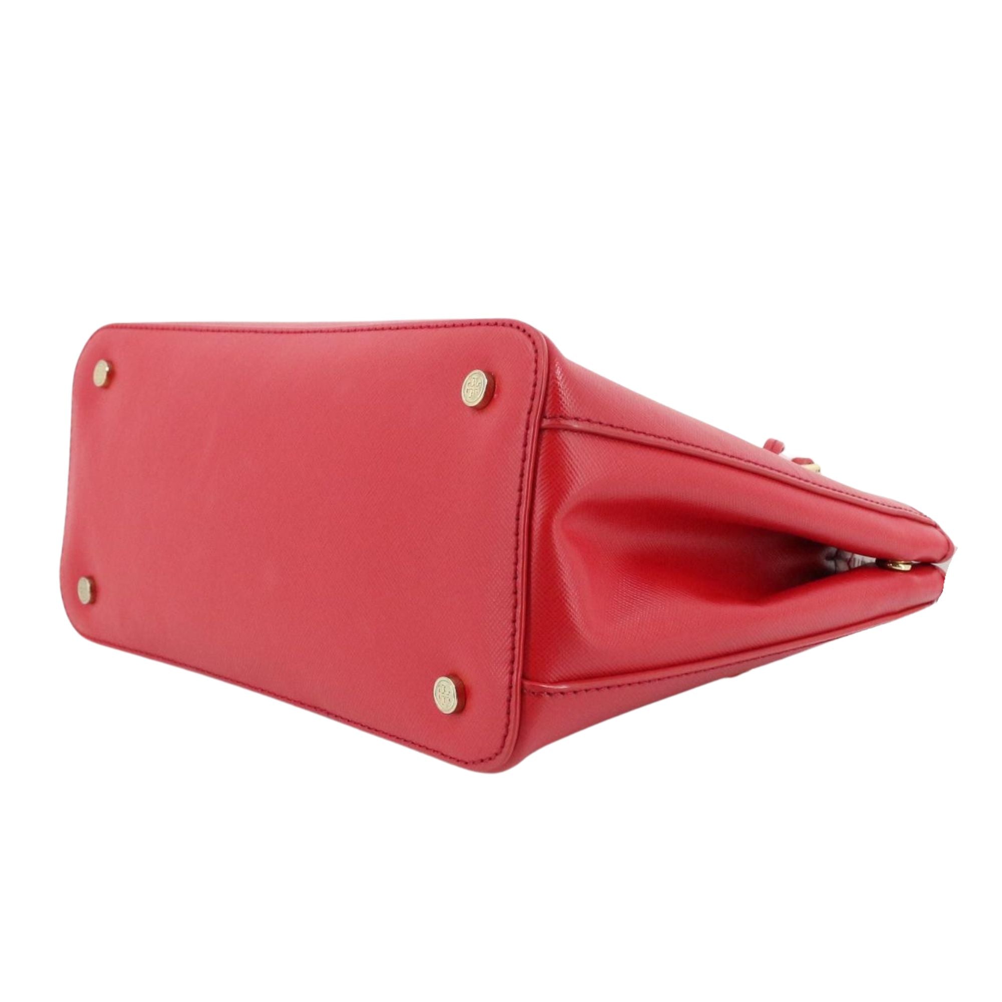 Tory Burch Bolso de Mano Tote Rojo de Piel Saffiano con Herrajes Dorados