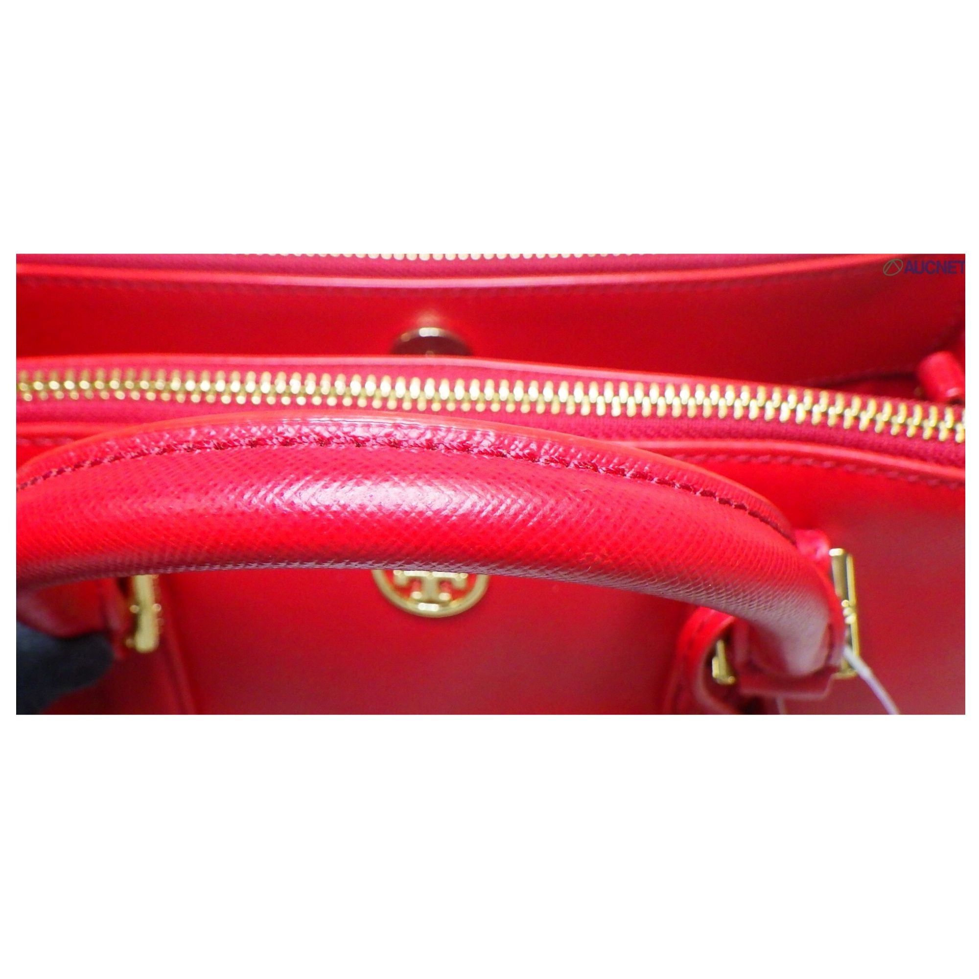 Tory Burch Bolso de Mano Tote Rojo de Piel Saffiano con Herrajes Dorados