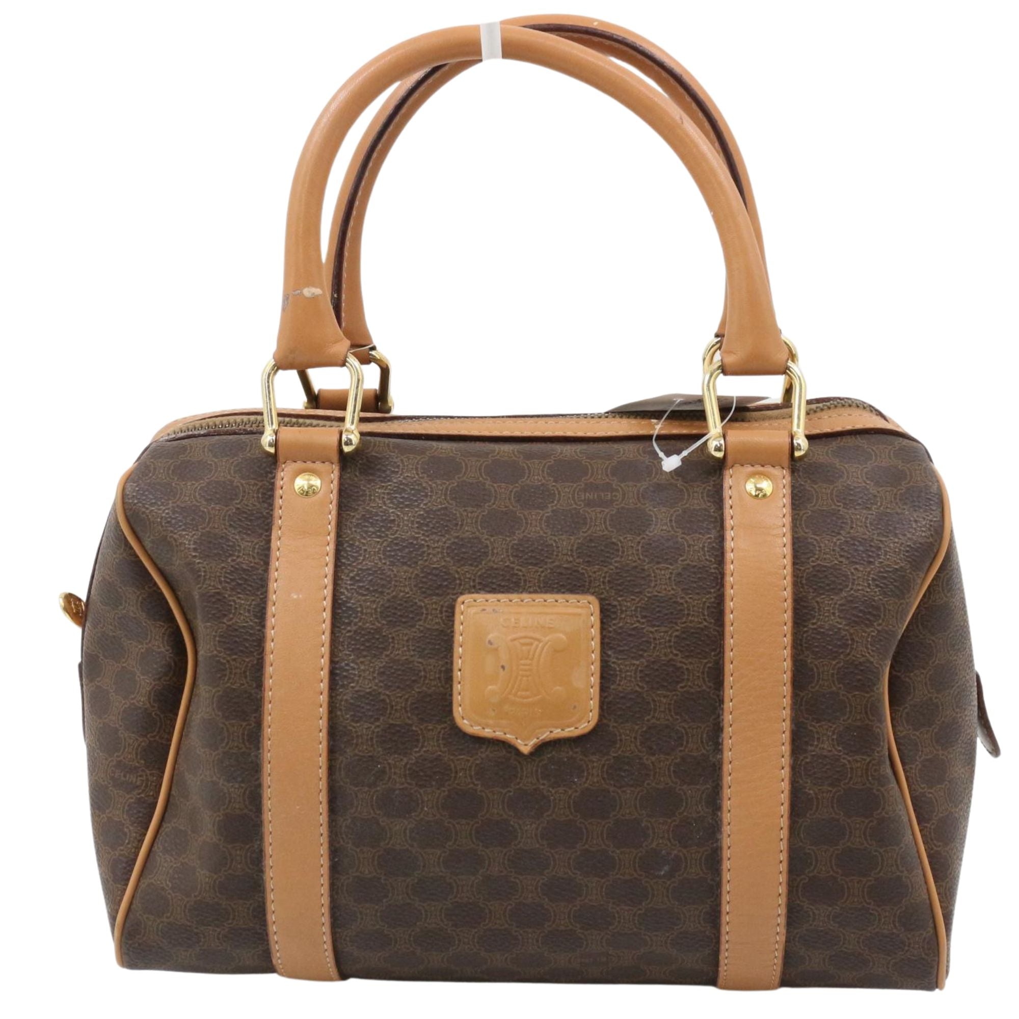 Bolso Céline Vintage Macadam Boston Marrón | Piel Camel | 26 cm