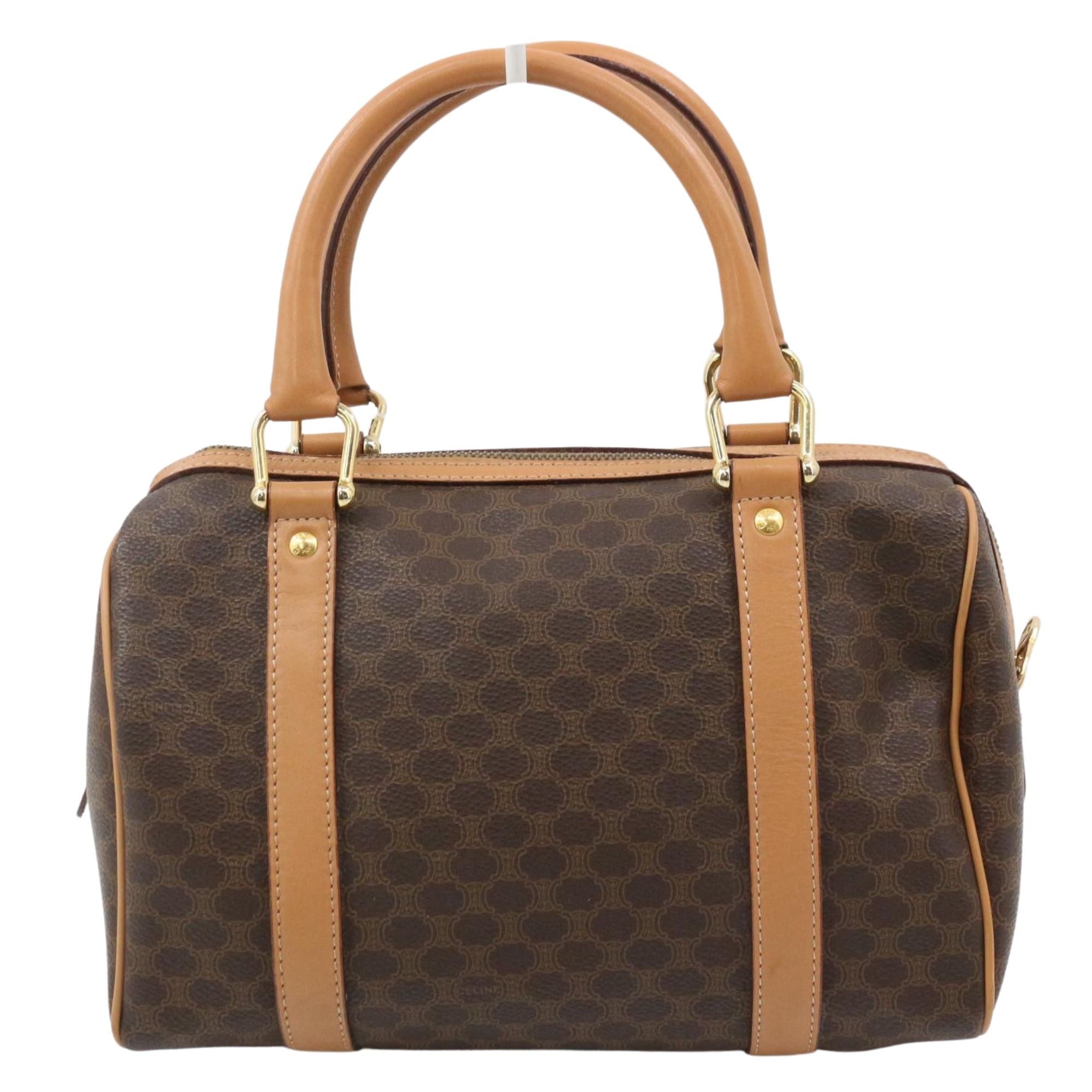 Bolso Céline Vintage Macadam Boston Marrón | Piel Camel | 26 cm