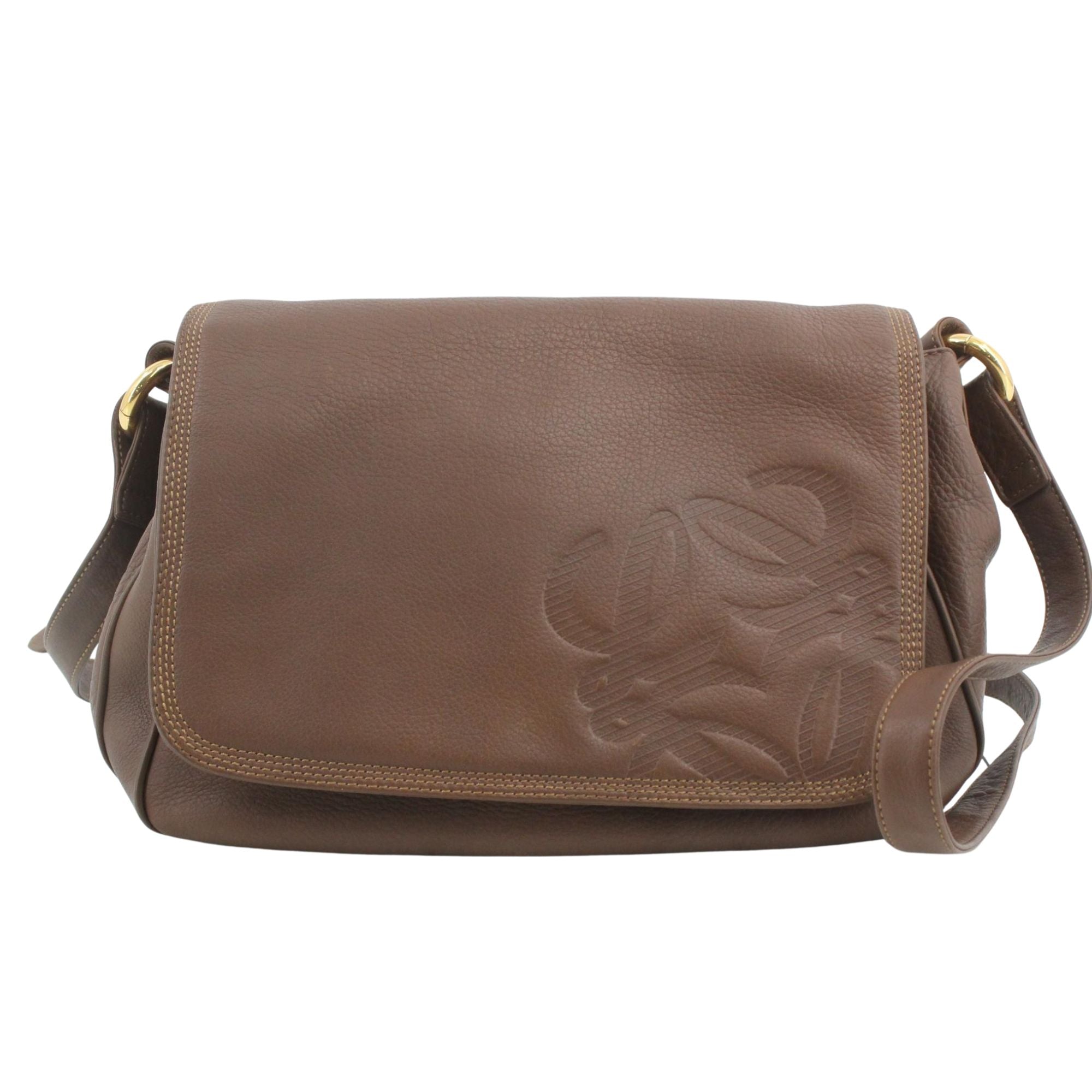 Bolso Loewe Vintage de Piel Marrón con Anagrama | Bandolera 30 cm