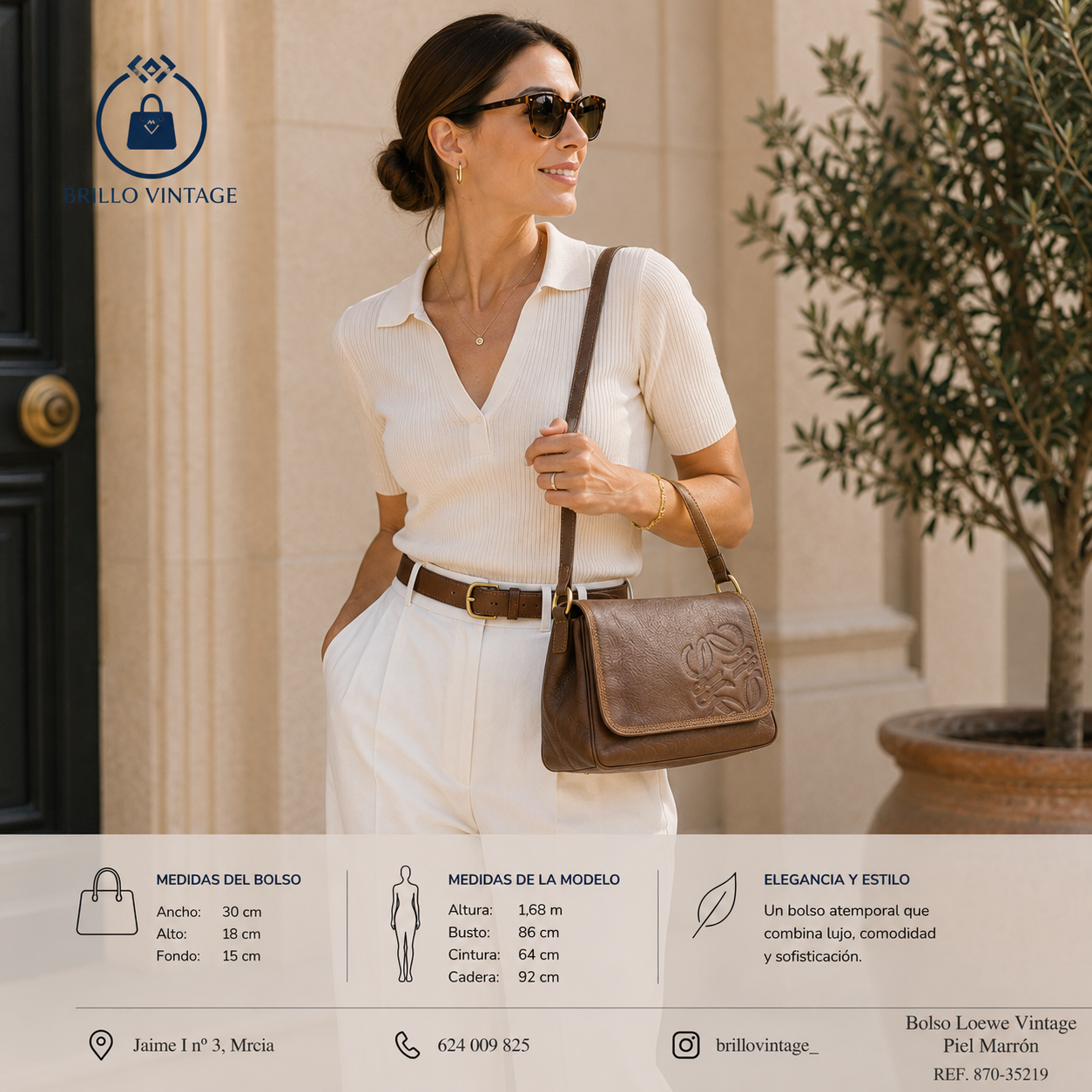 Bolso Loewe Vintage de Piel Marrón con Anagrama | Bandolera 30 cm