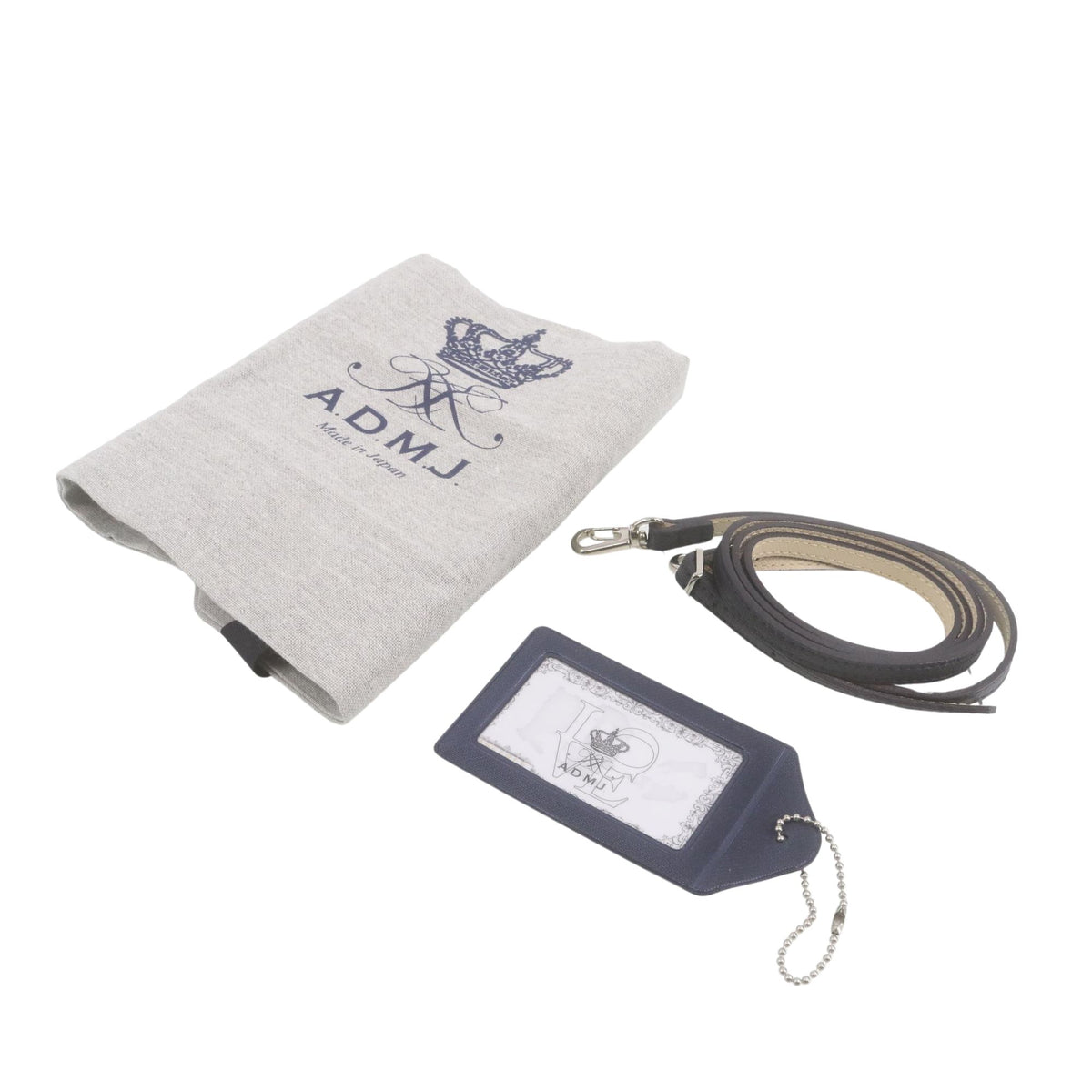 A.D.M.J. – Clutch de piel negra granulada con bandolera desmontable | Made in Japan