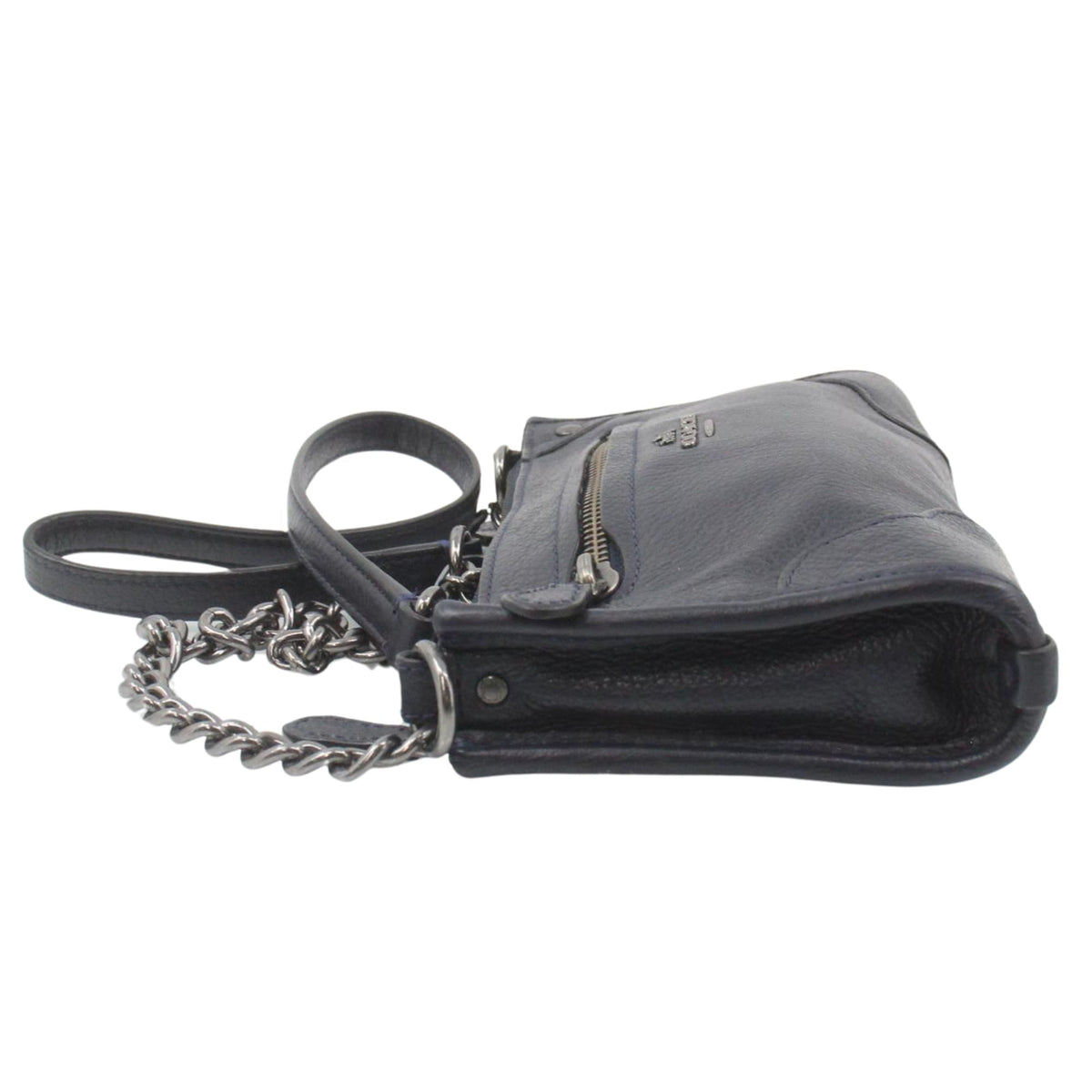 Coach New York – Bolso bandolera de piel azul marino con cadena