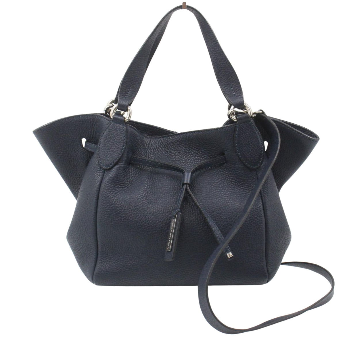 Mauro Governa – Bolso de piel azul marino con asas y bandolera | Made in Italy