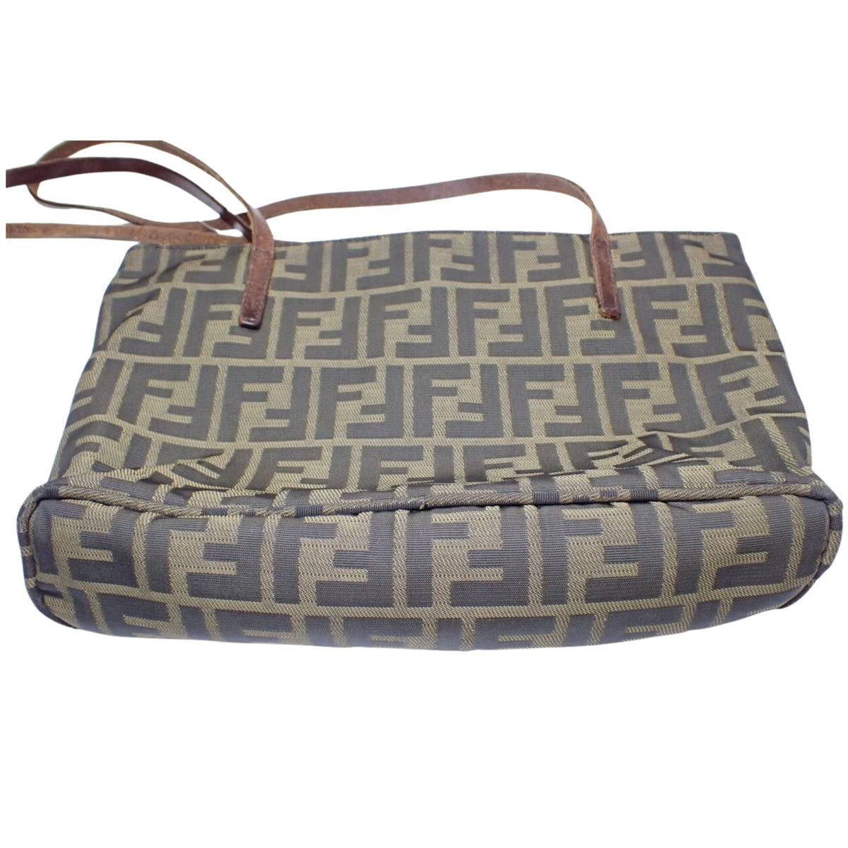 Fendi Zucca Vintage – Bolso Tote de Lona Monogram FF Marrón con Asas de Piel