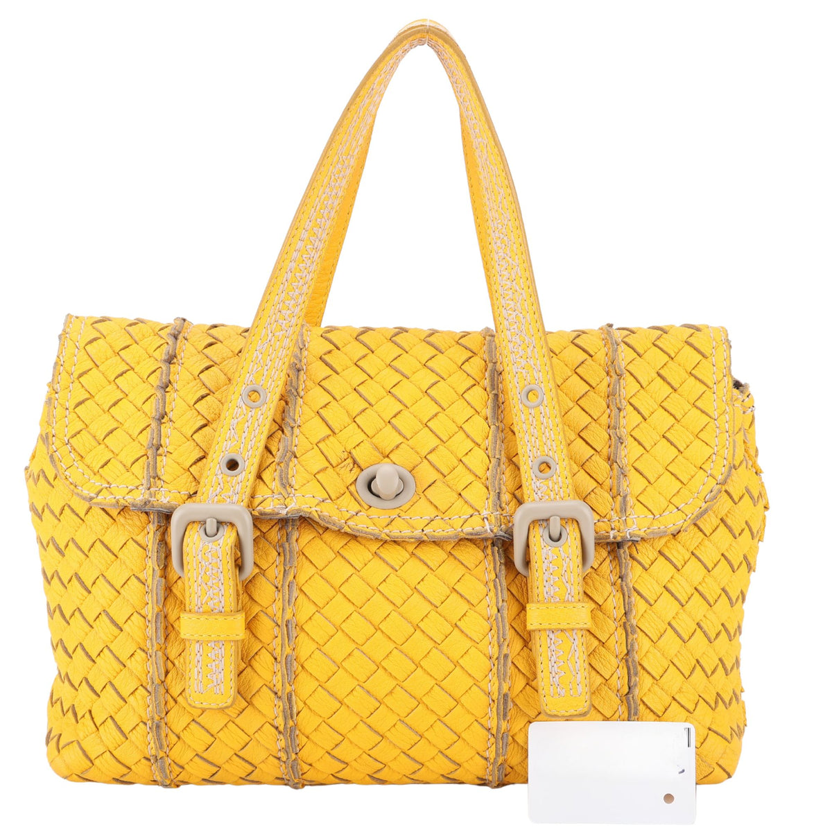 Bottega Veneta Vivo Cervo Intrecciato – Bolso de piel trenzada amarilla con bandolera