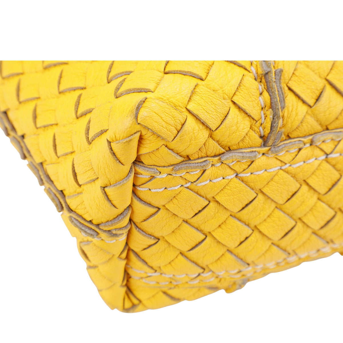 Bottega Veneta Vivo Cervo Intrecciato – Bolso de piel trenzada amarilla con bandolera