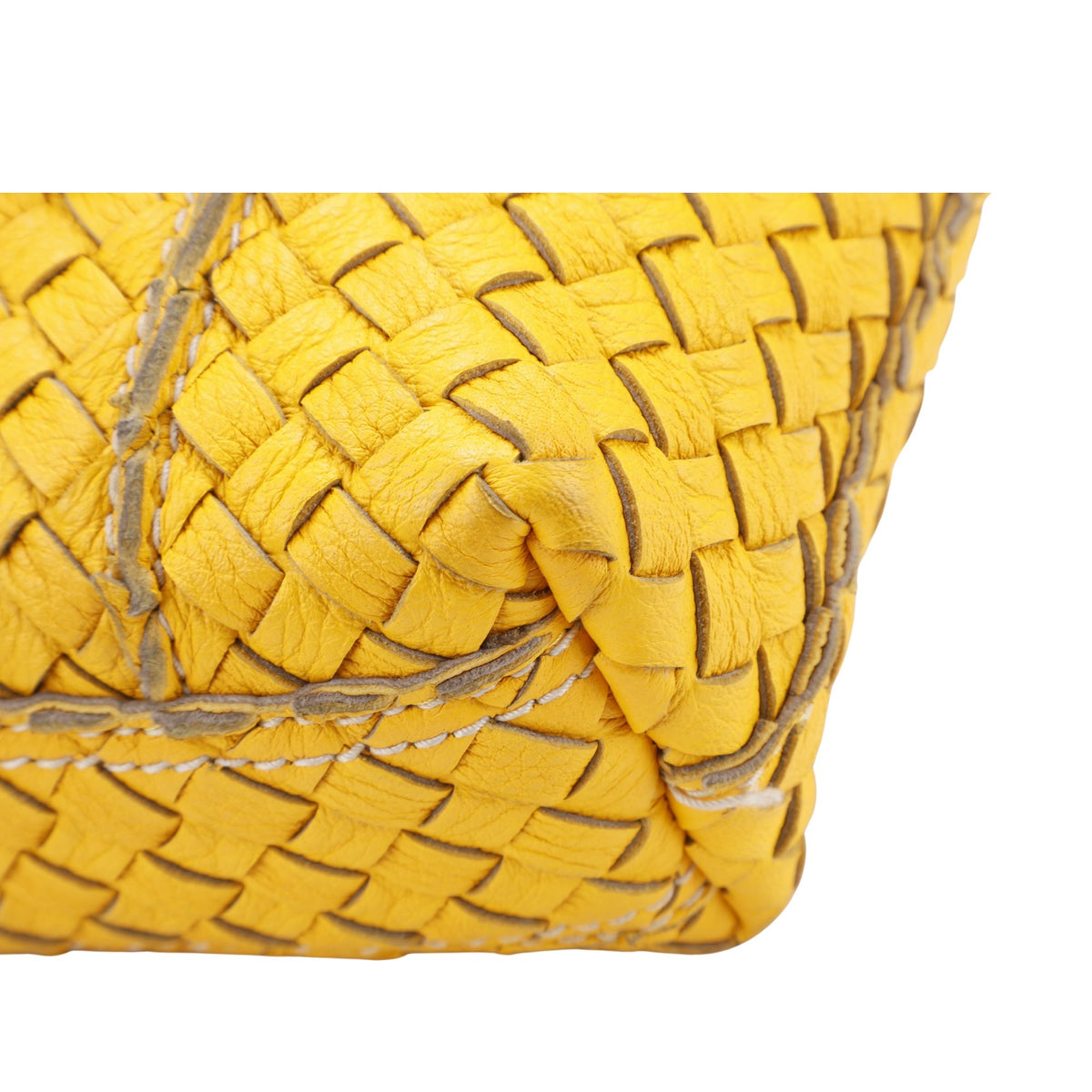 Bottega Veneta Vivo Cervo Intrecciato – Bolso de piel trenzada amarilla con bandolera