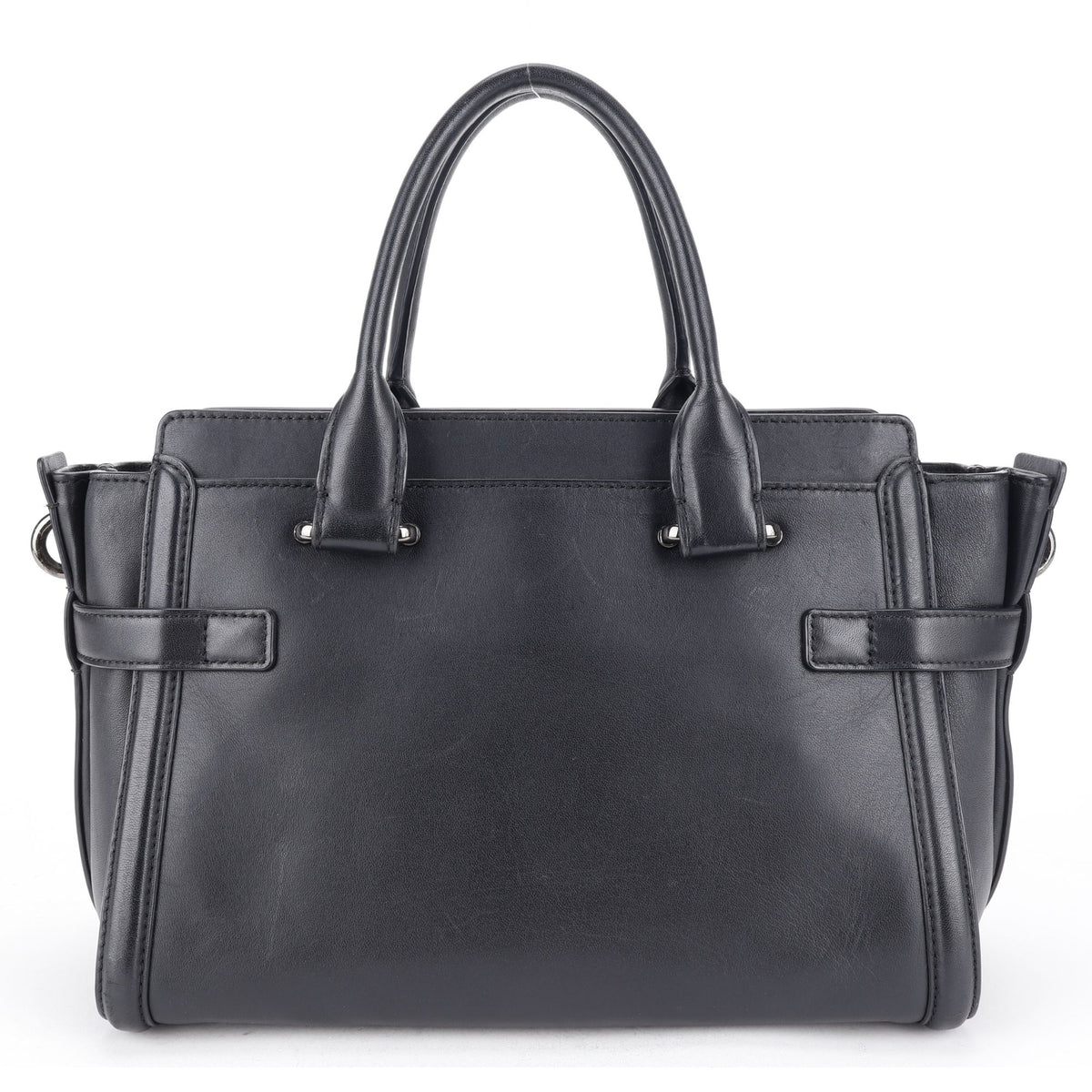 Coach Swagger 27 – Bolso de piel negra con herrajes plateados