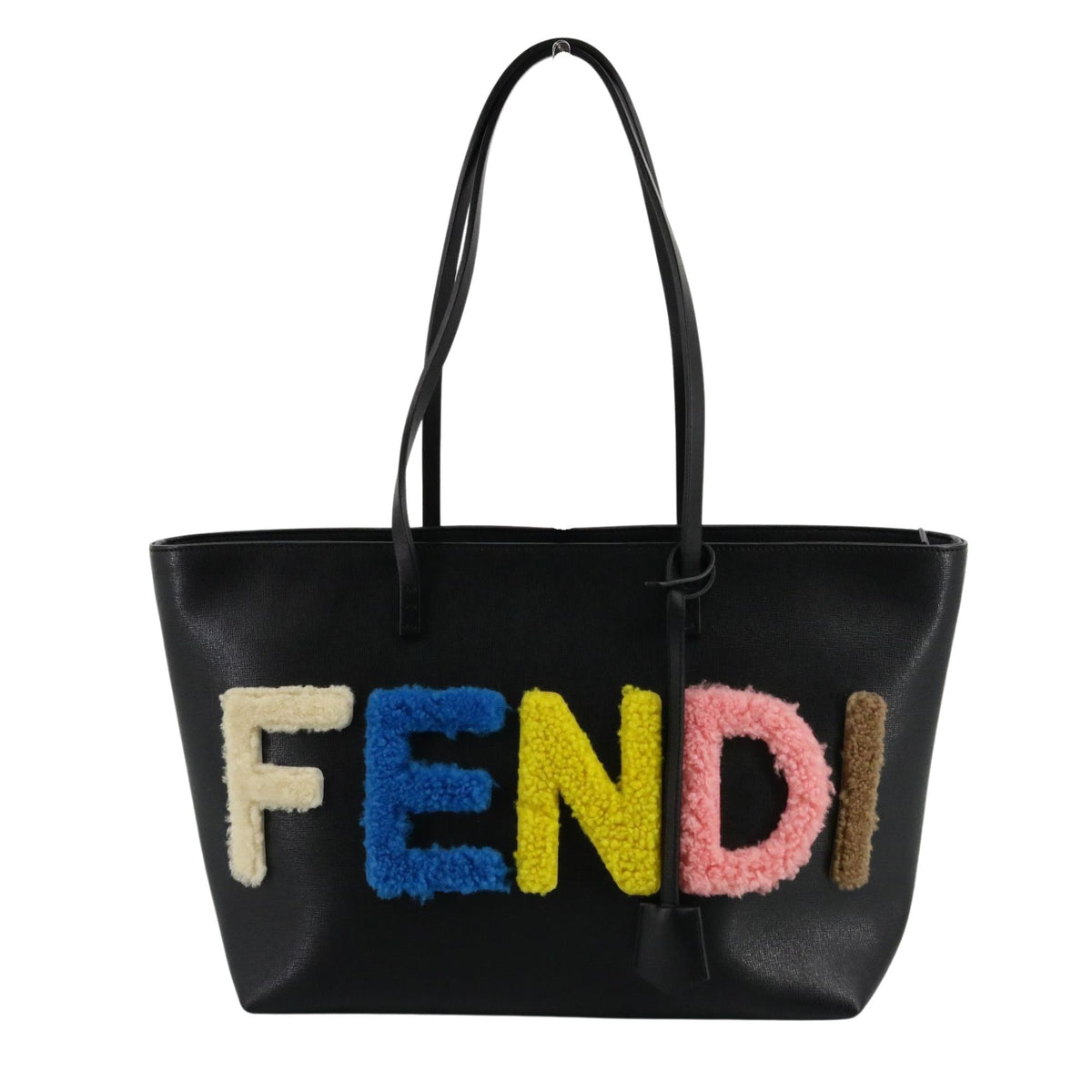Fendi Tote negro con logo FENDI multicolor en relieve