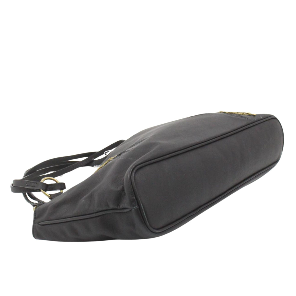 Chloé – Bolso de hombro negro de piel con flores y detalles dorados
