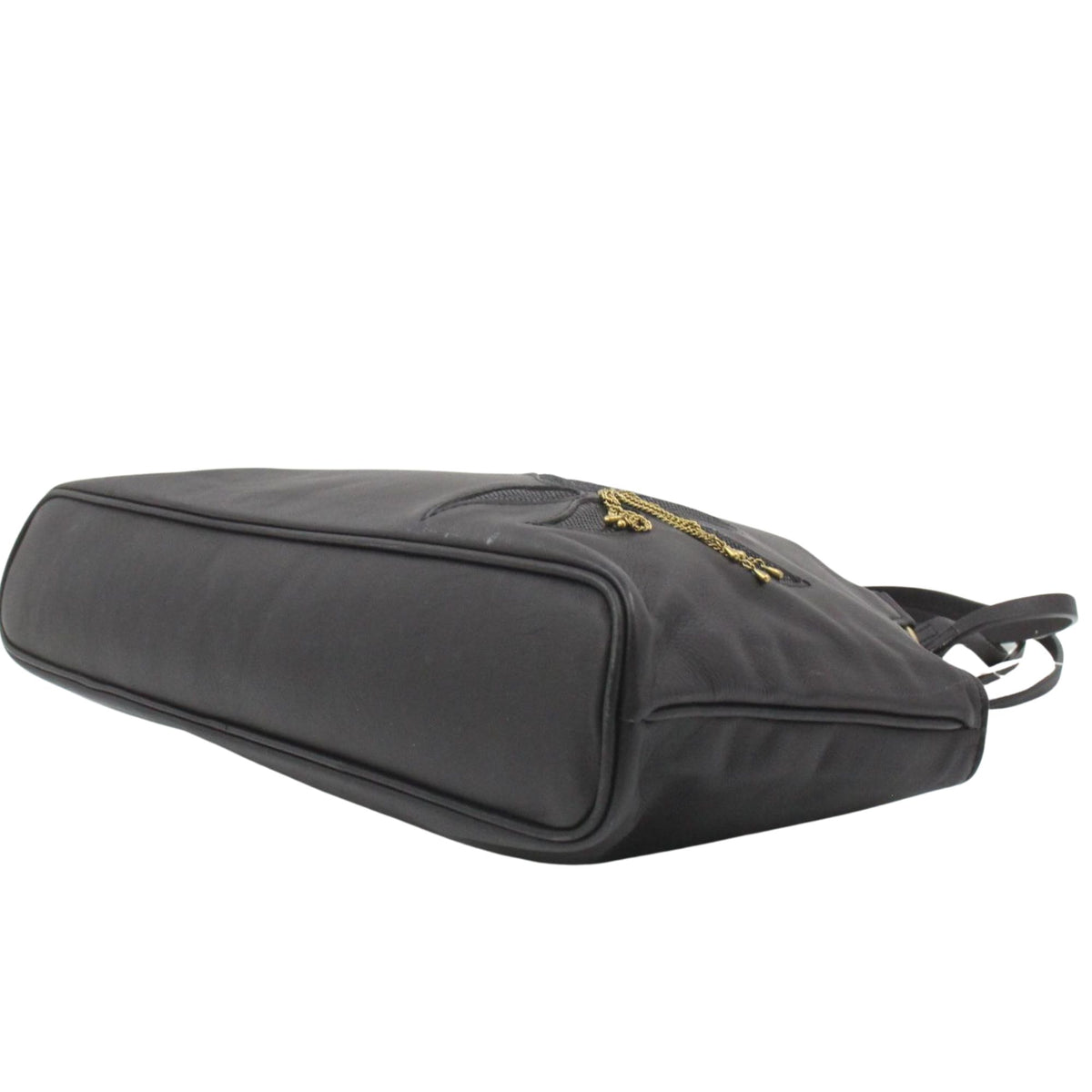 Chloé – Bolso de hombro negro de piel con flores y detalles dorados