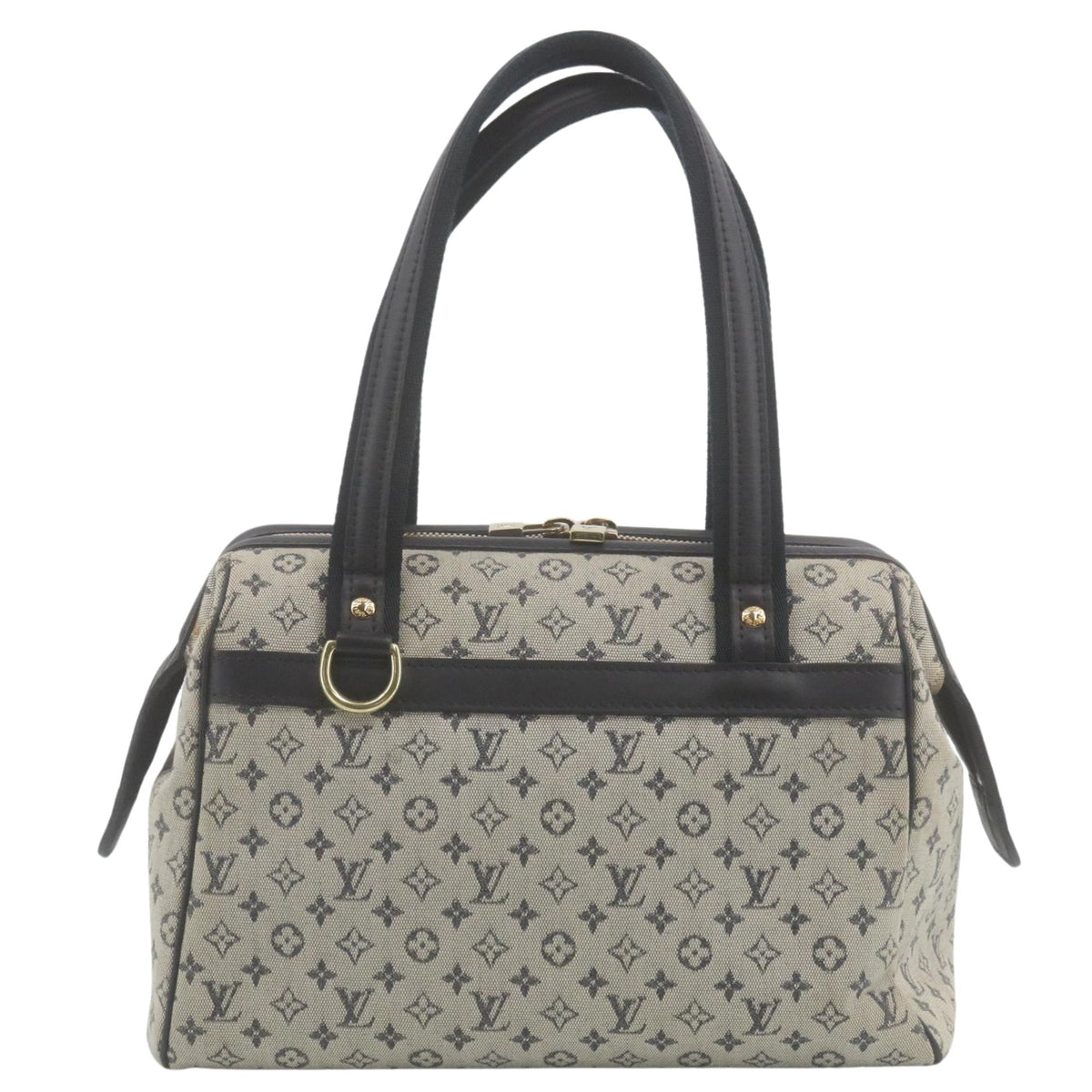 Louis Vuitton Monogram Mini Lin – Bolso Bowling de lona azul marino y beige