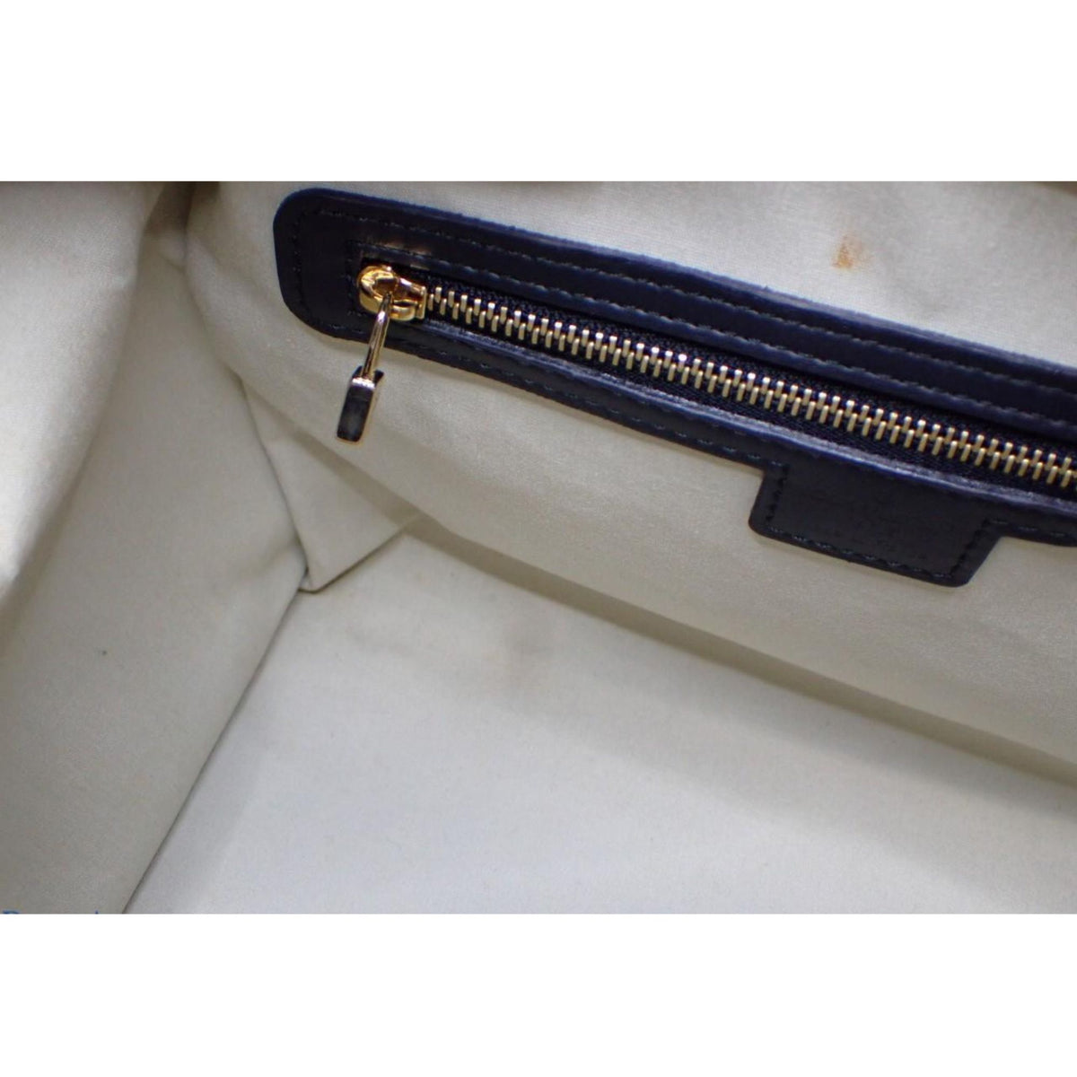 Louis Vuitton Monogram Mini Lin – Bolso Bowling de lona azul marino y beige