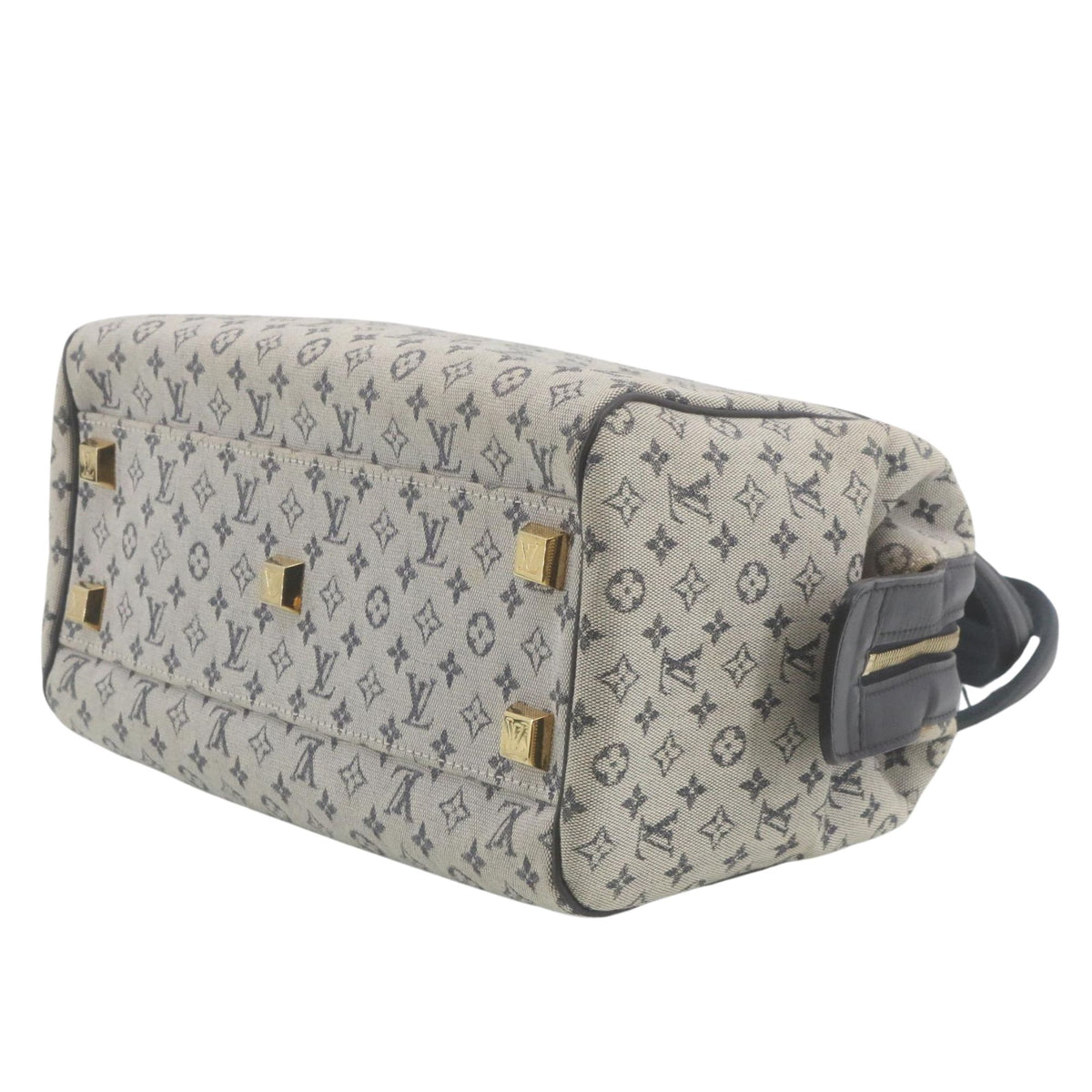 Louis Vuitton Monogram Mini Lin – Bolso Bowling de lona azul marino y beige