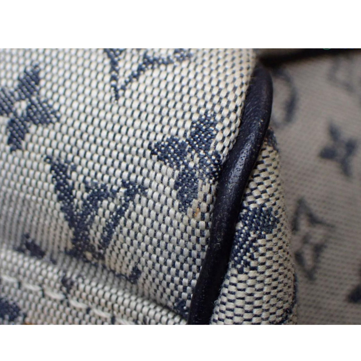 Louis Vuitton Monogram Mini Lin – Bolso Bowling de lona azul marino y beige