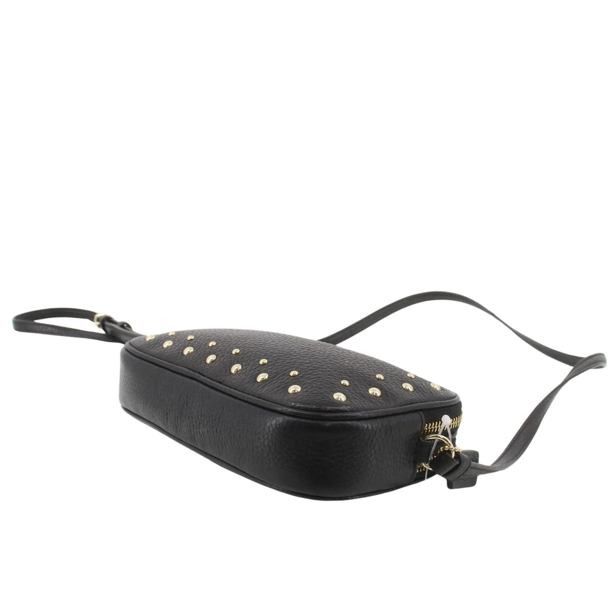 Coach – Bolso bandolera negro de piel granulada con tachuelas doradas