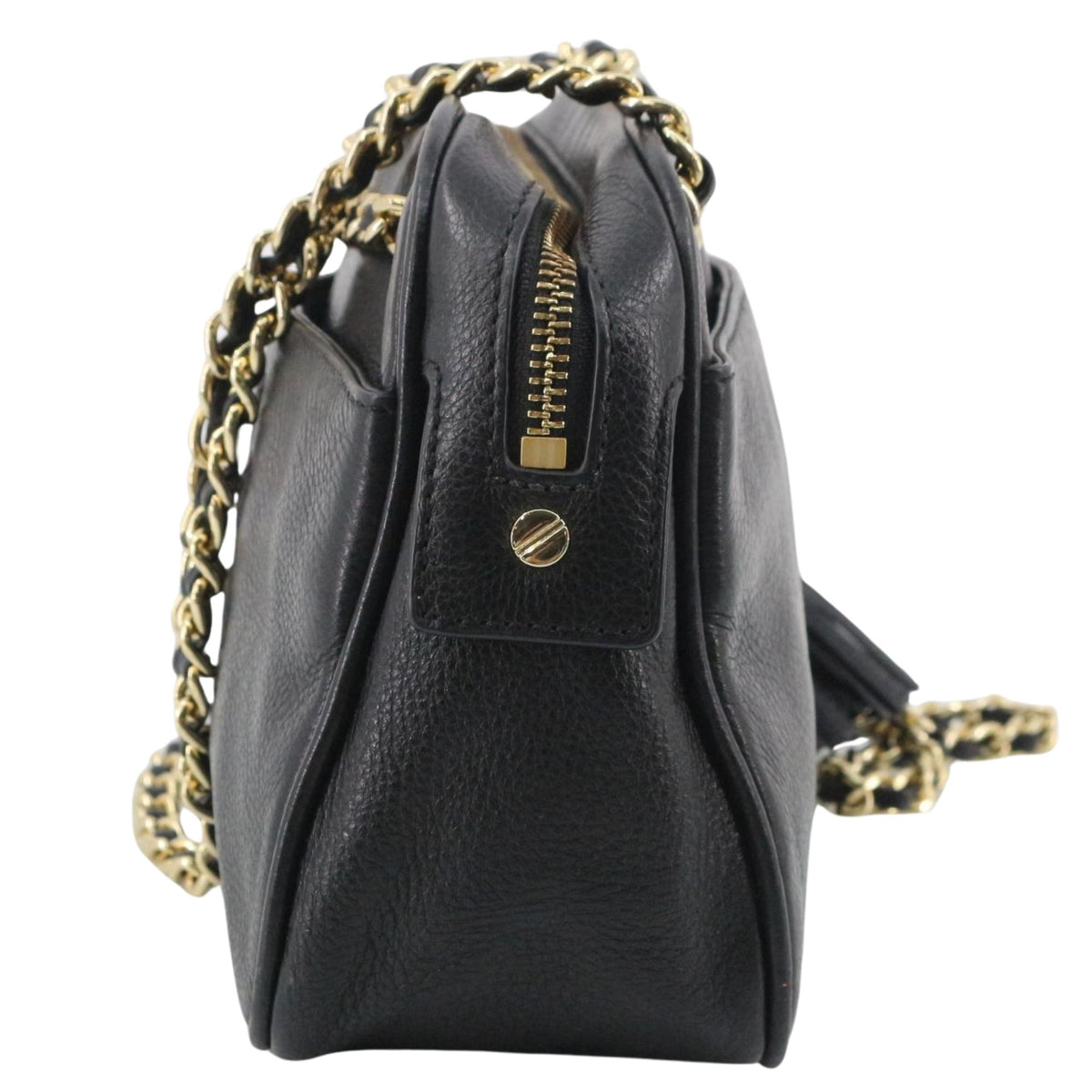 Bolso Tory Burch Negro de Piel con Cadena Dorada y Borla | 22 cm