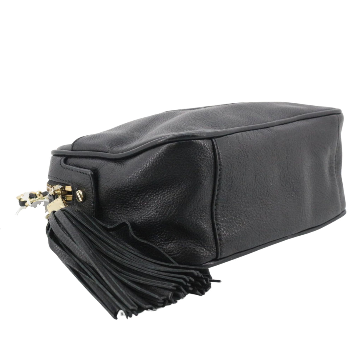 Bolso Tory Burch Negro de Piel con Cadena Dorada y Borla | 22 cm