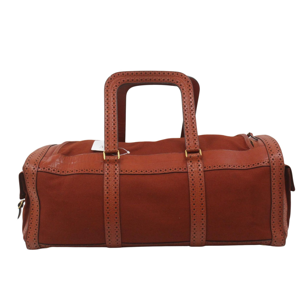 Yves Saint Laurent Bagages – Bolso de viaje vintage marrón coñac con piel perforada y cinco bolsillos
