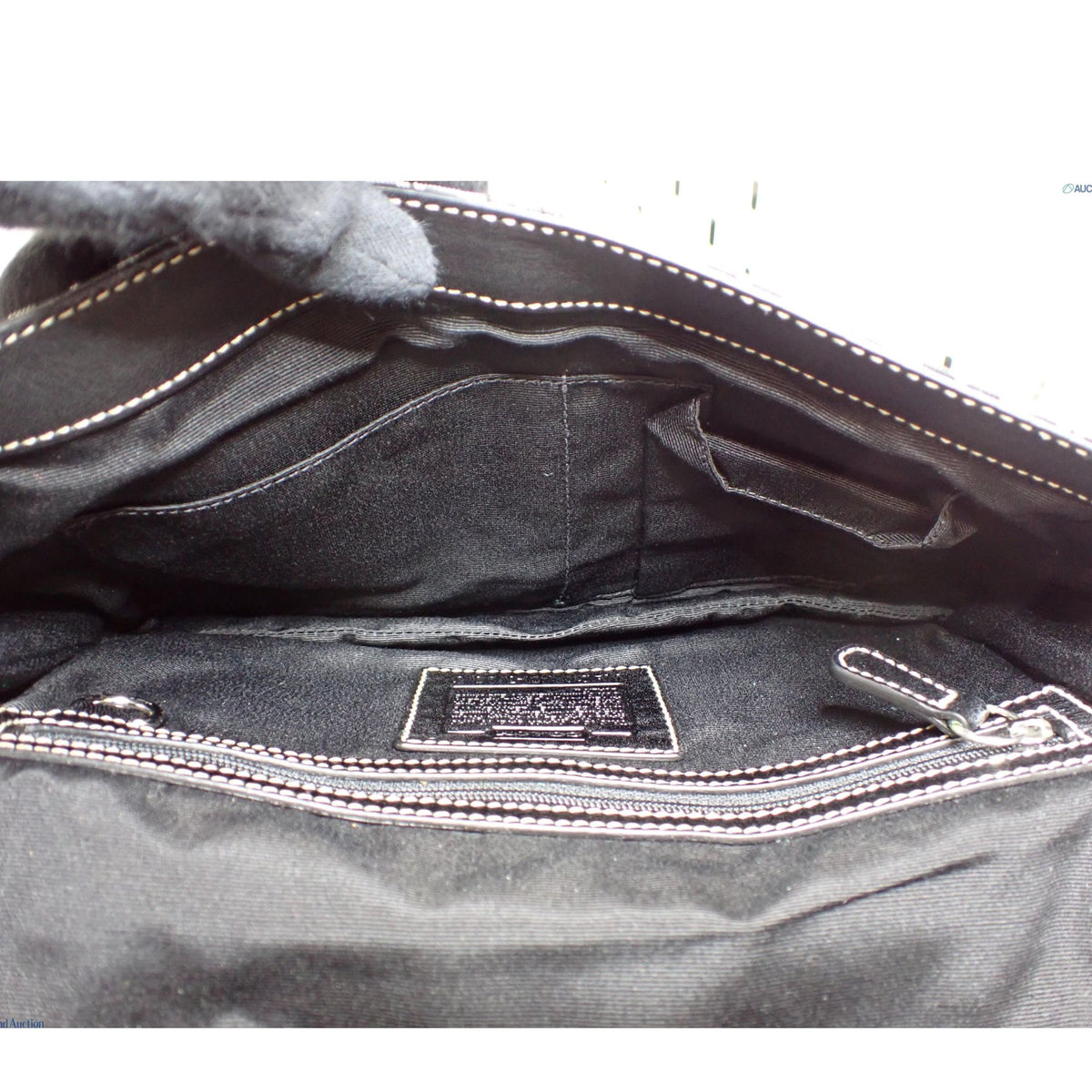 Coach Signature – Bolso de hombro con monograma en jacquard gris y negro y piel