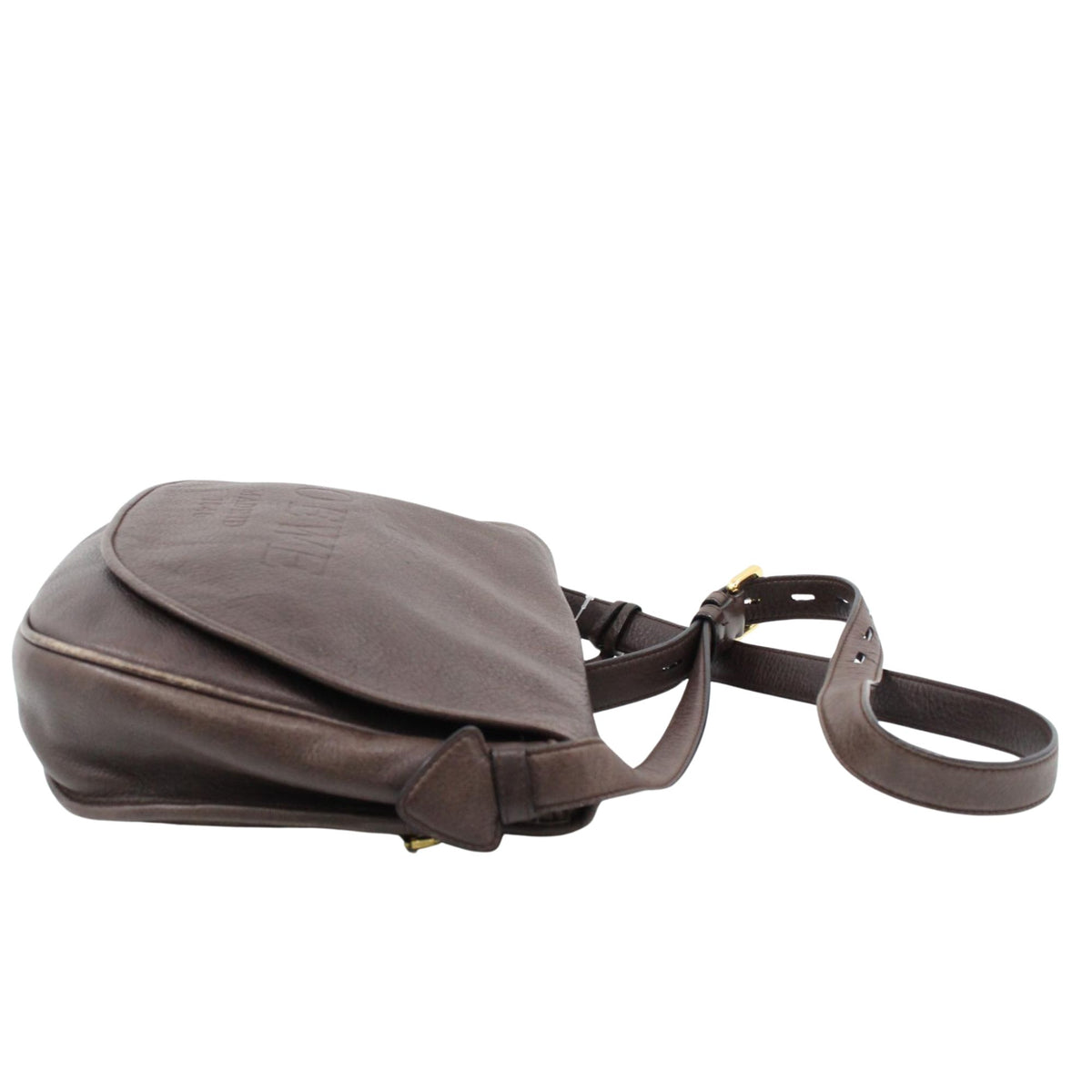 Loewe Madrid 1846 – Bolso bandolera de piel marrón chocolate con solapa y logotipo grabado