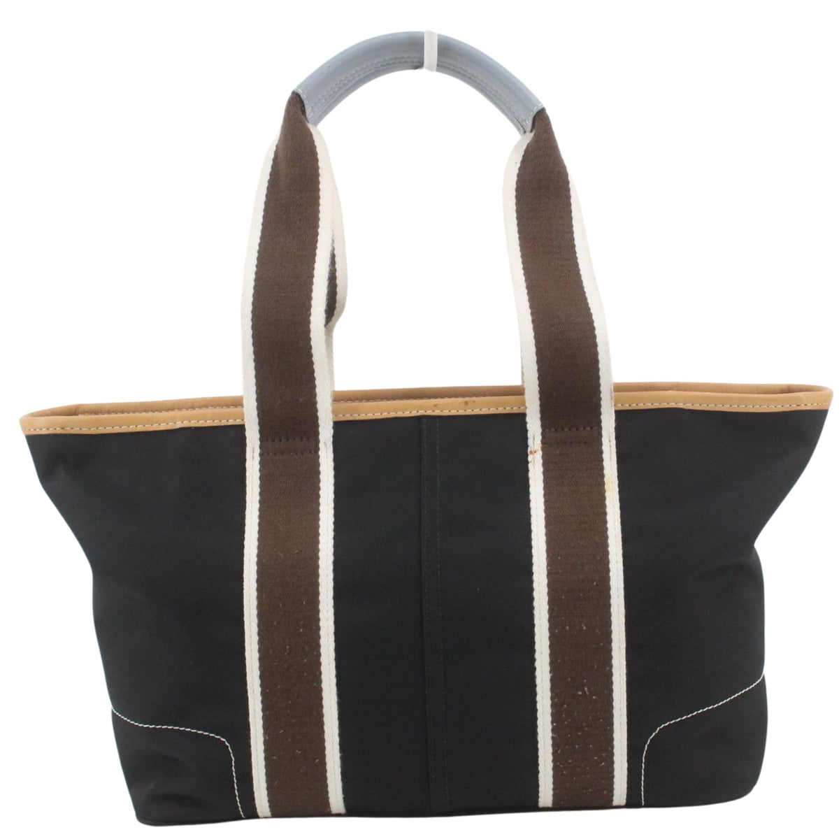 Coach Tote Vintage de lona negra con asas bicolor y detalles en piel azul