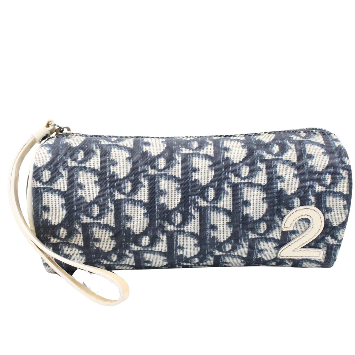 Christian Dior Trotter nº 2 Vintage – Neceser de mano azul marino y blanco