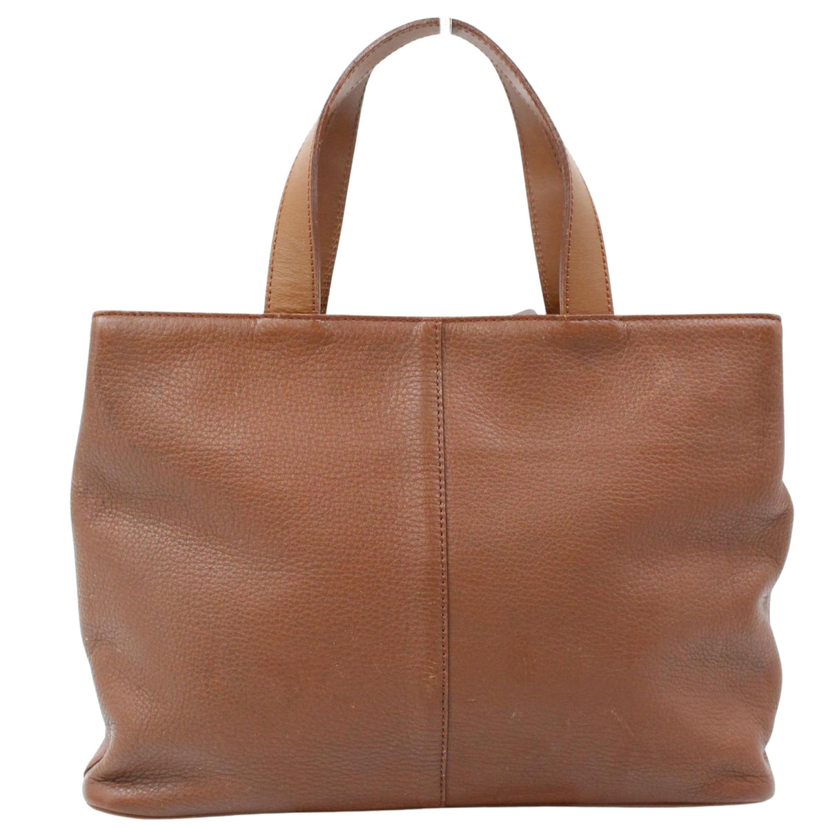 Burberry Vintage – Bolso Tote de Piel Marrón Coñac con Forro de Cuadros