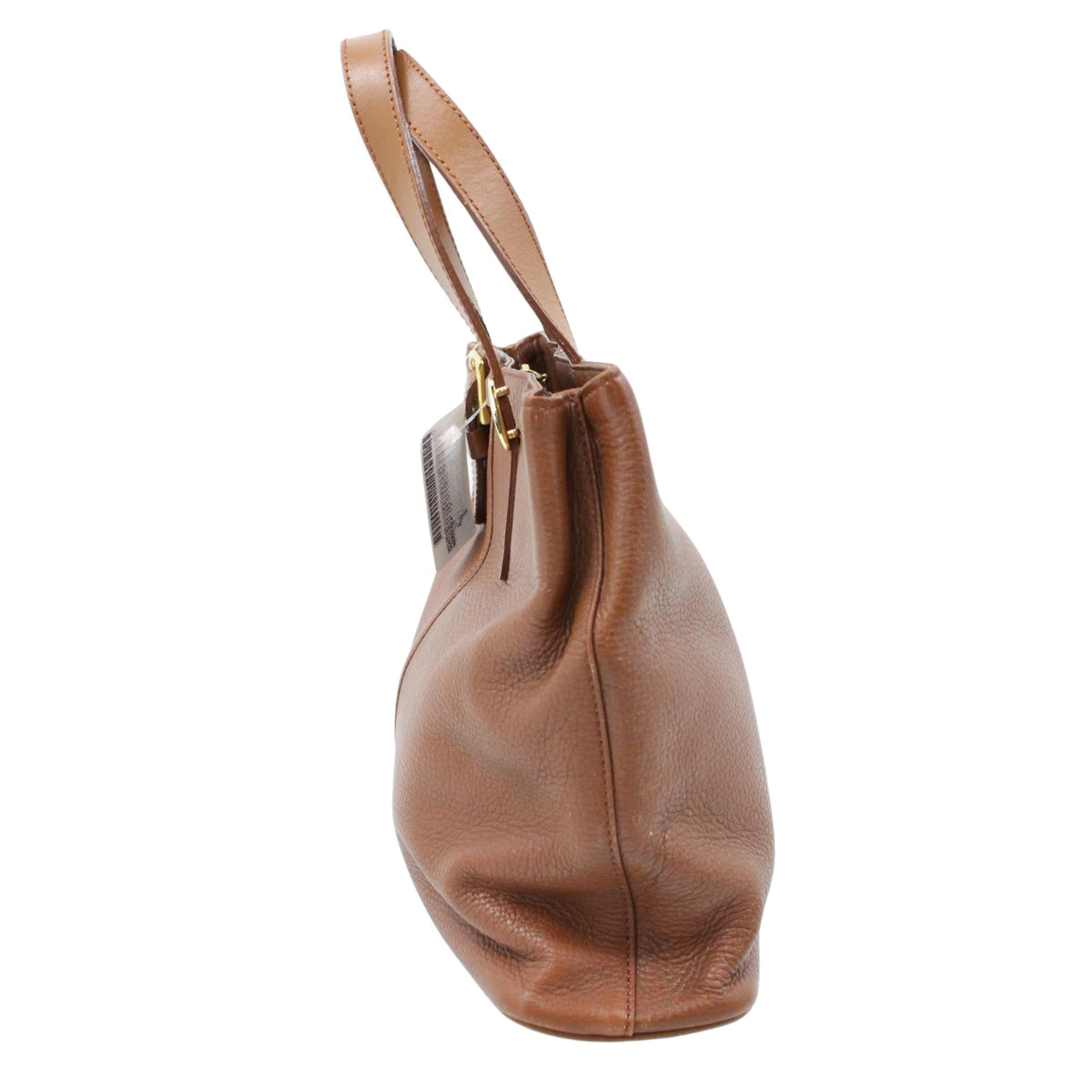 Burberry Vintage – Bolso Tote de Piel Marrón Coñac con Forro de Cuadros