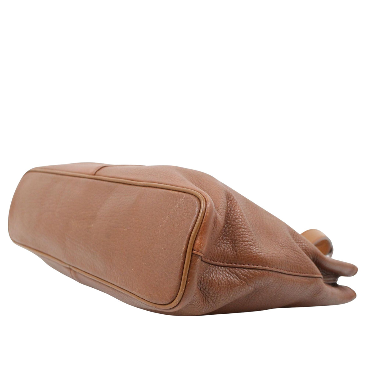 Burberry Vintage – Bolso Tote de Piel Marrón Coñac con Forro de Cuadros