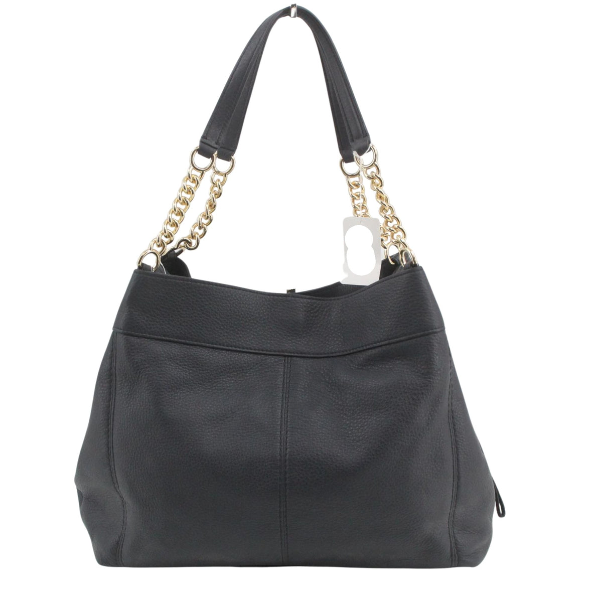 Coach – Bolso hobo de piel negra granulada con cadenas doradas