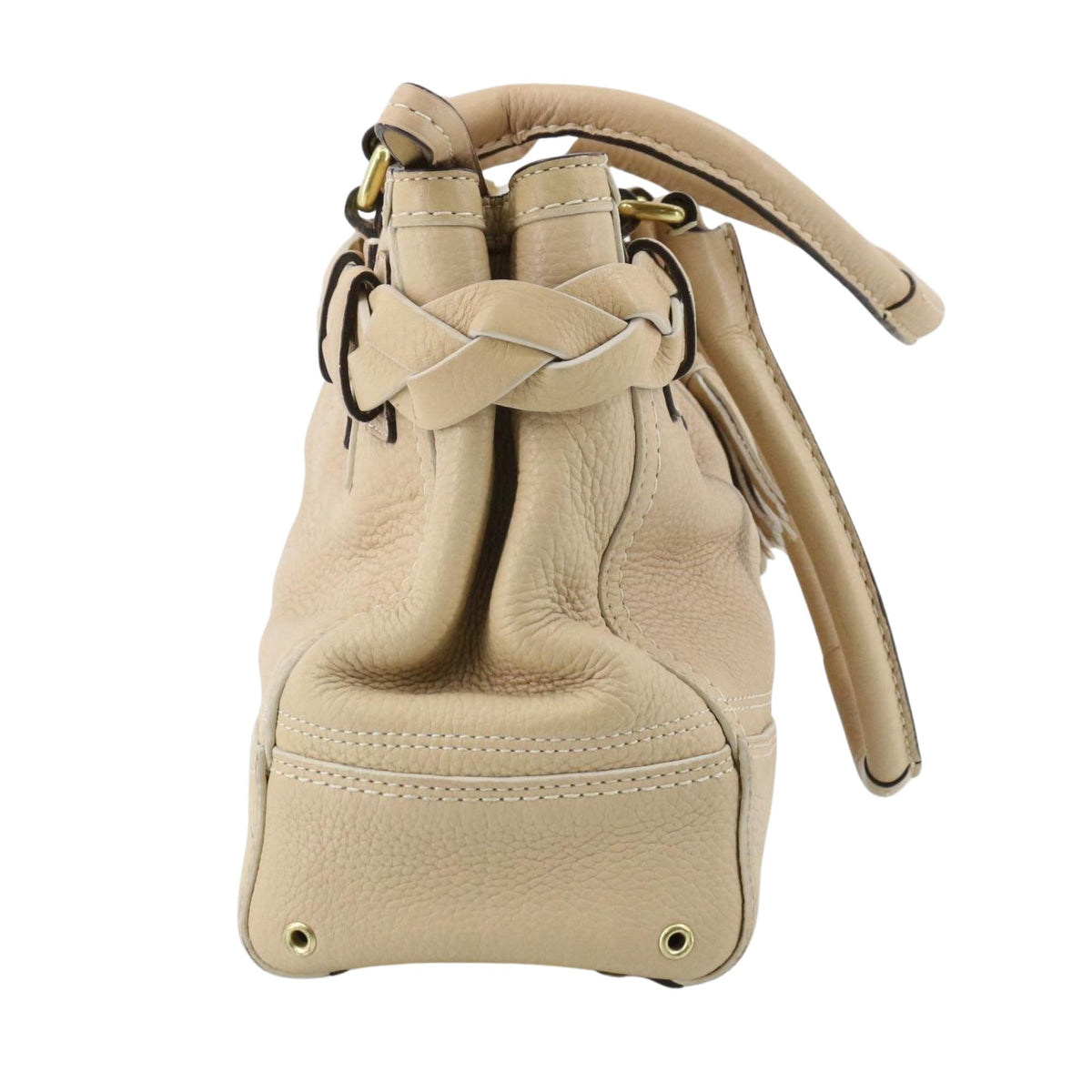 Coach Hamptons Braided Vintage – Bolso de piel beige con trenzado y herrajes dorados