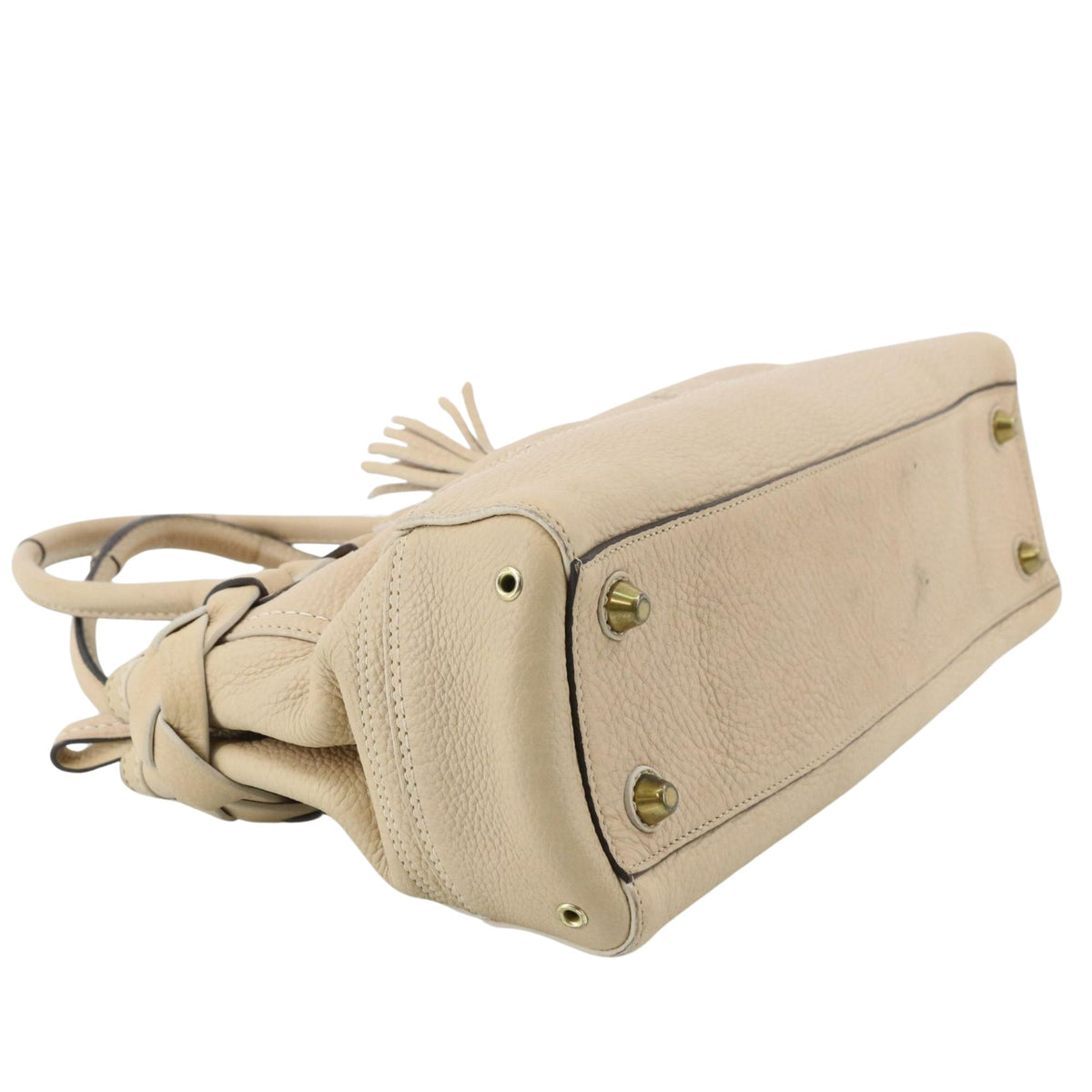 Coach Hamptons Braided Vintage – Bolso de piel beige con trenzado y herrajes dorados
