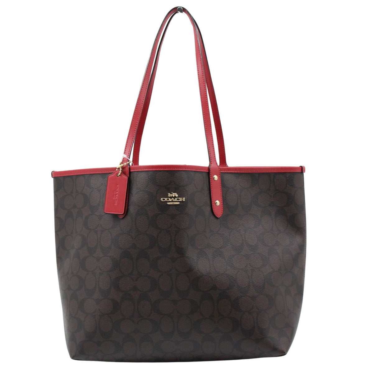 Coach City Tote Signature Reversible – Bolso shopper marrón y rojo