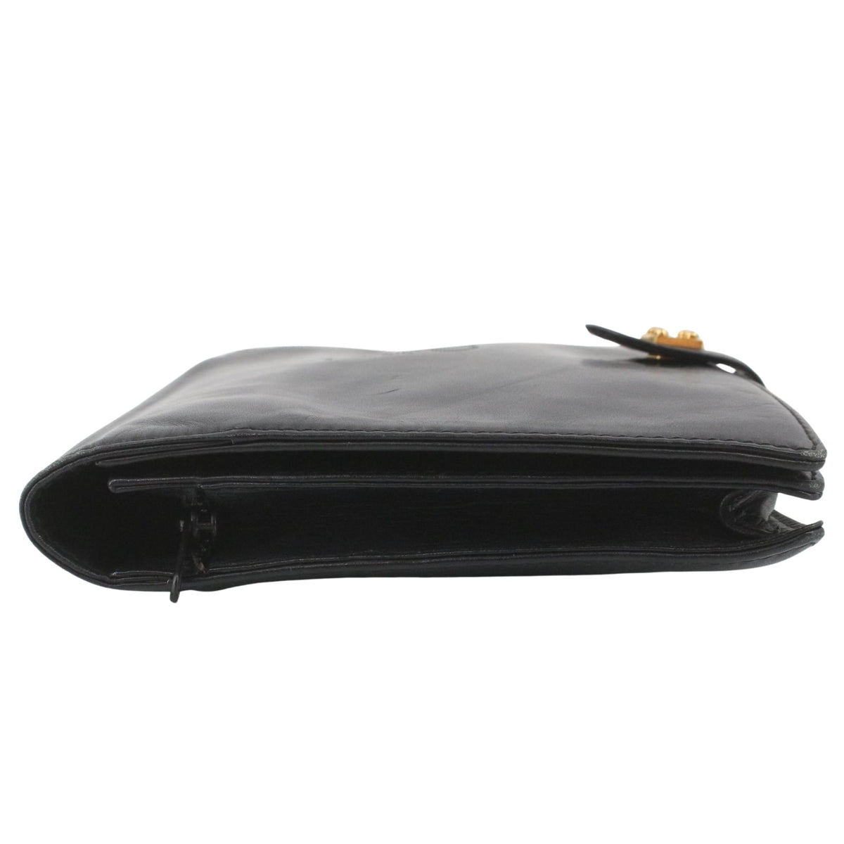 Loewe Anagram Vintage – Clutch de mano en piel negra con detalles dorados