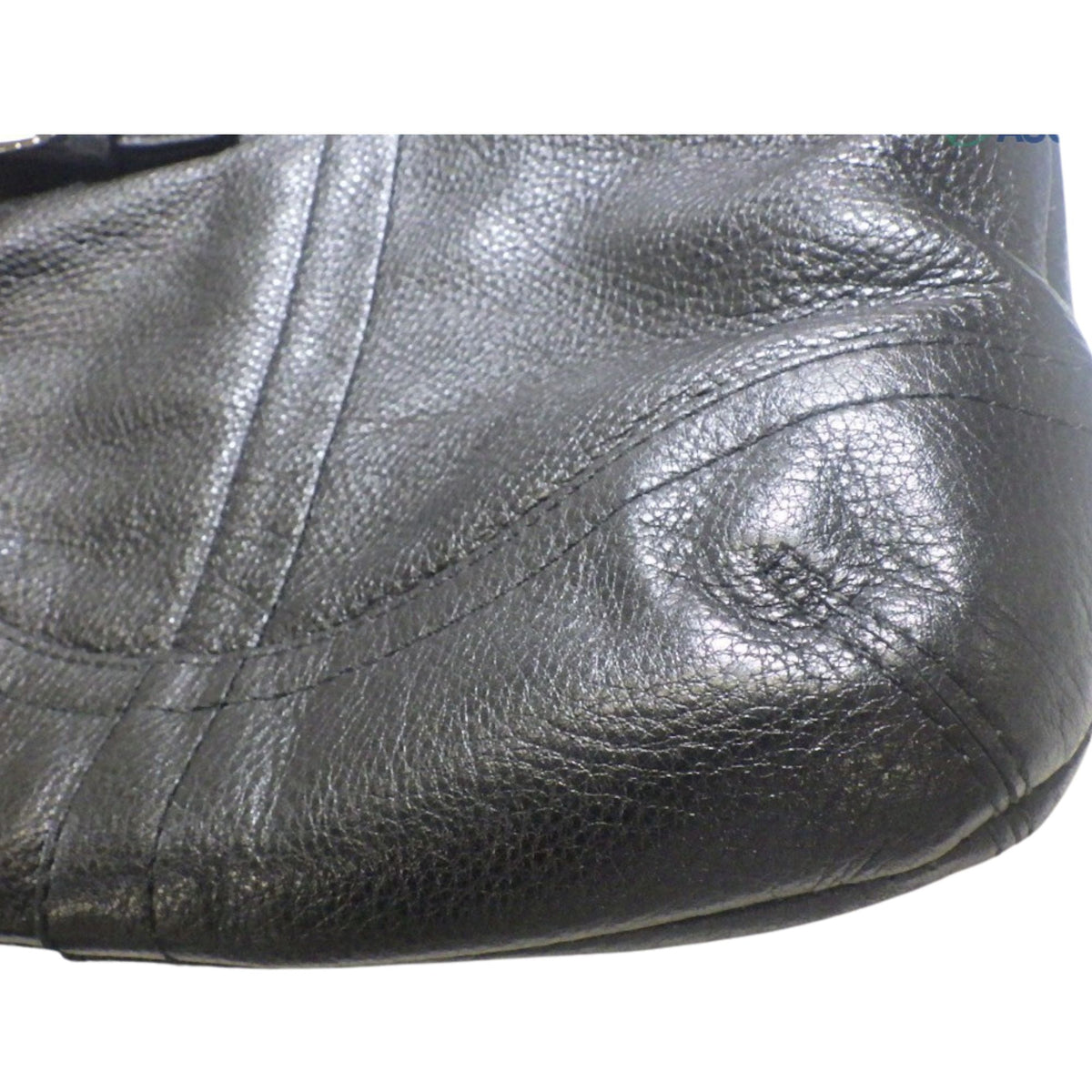Coach – Bolso bandolera de piel negra con doble hebilla plateada