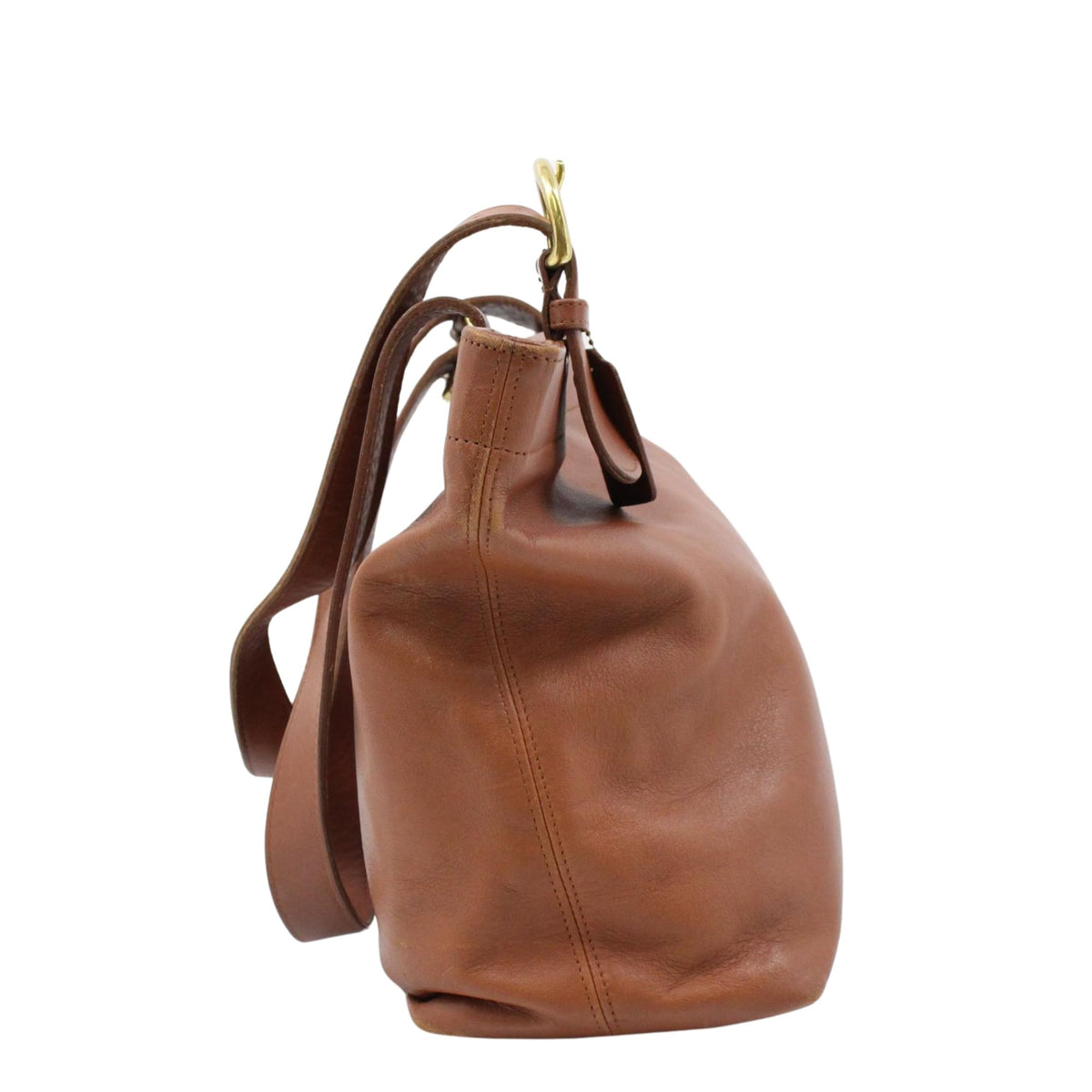 Coach Vintage 1996 – Bolso de hombro de piel marrón coñac con herrajes dorados